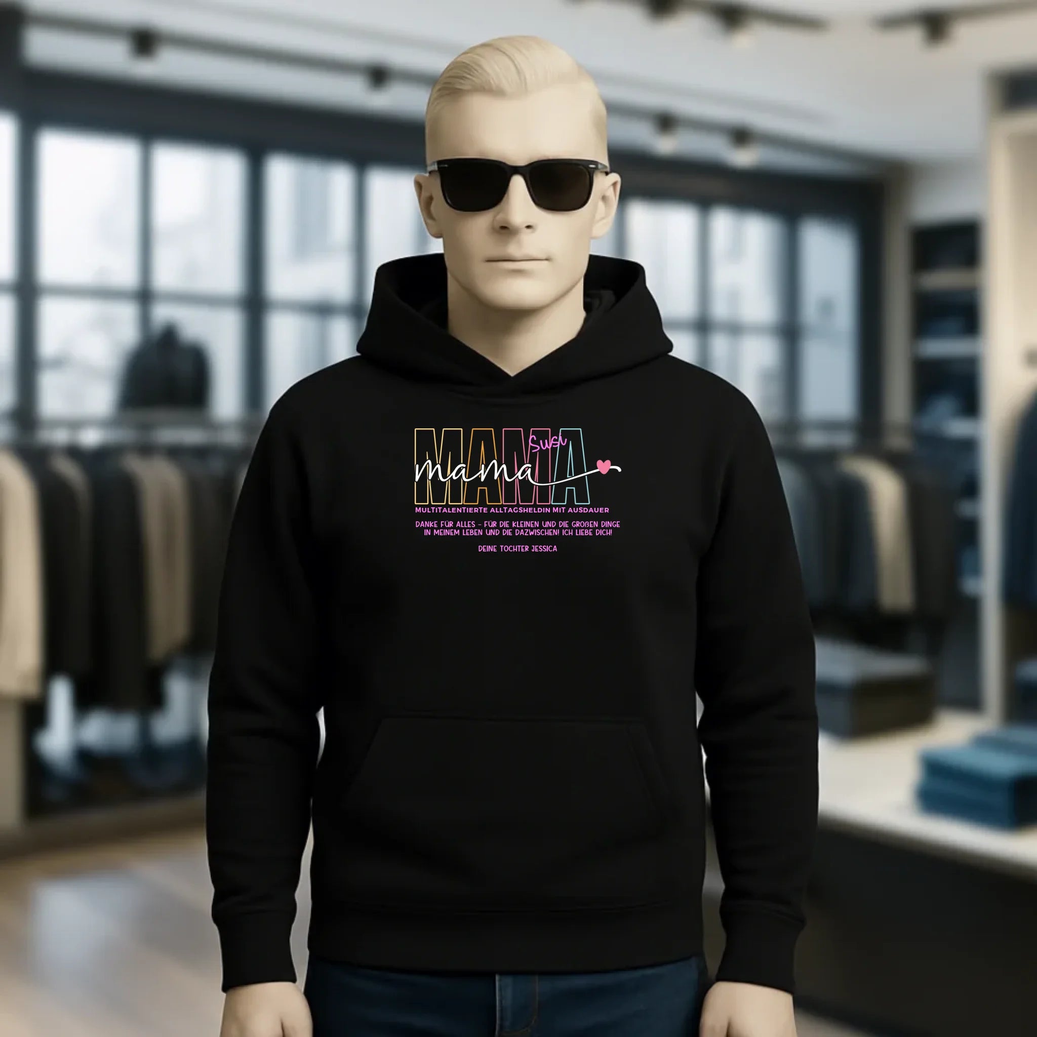 MAMA: Multitalentierte Alltagsheldin mit Ausdauer + Wunschname + Botschaft • Unisex Premium Hoodie XS-5XL aus Bio-Baumwolle für Damen & Herren • Exklusivdesign • personalisiert