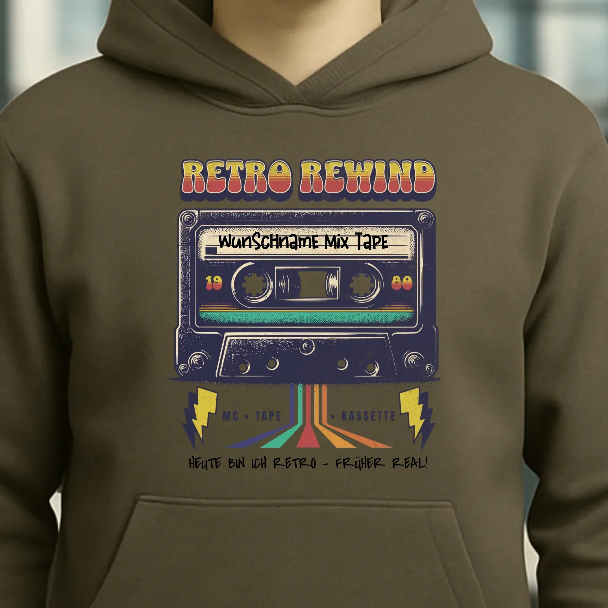 Retro MC 1950 bis 2010 + Wunschtext • Unisex Premium Hoodie XS-5XL aus Bio-Baumwolle für Damen & Herren