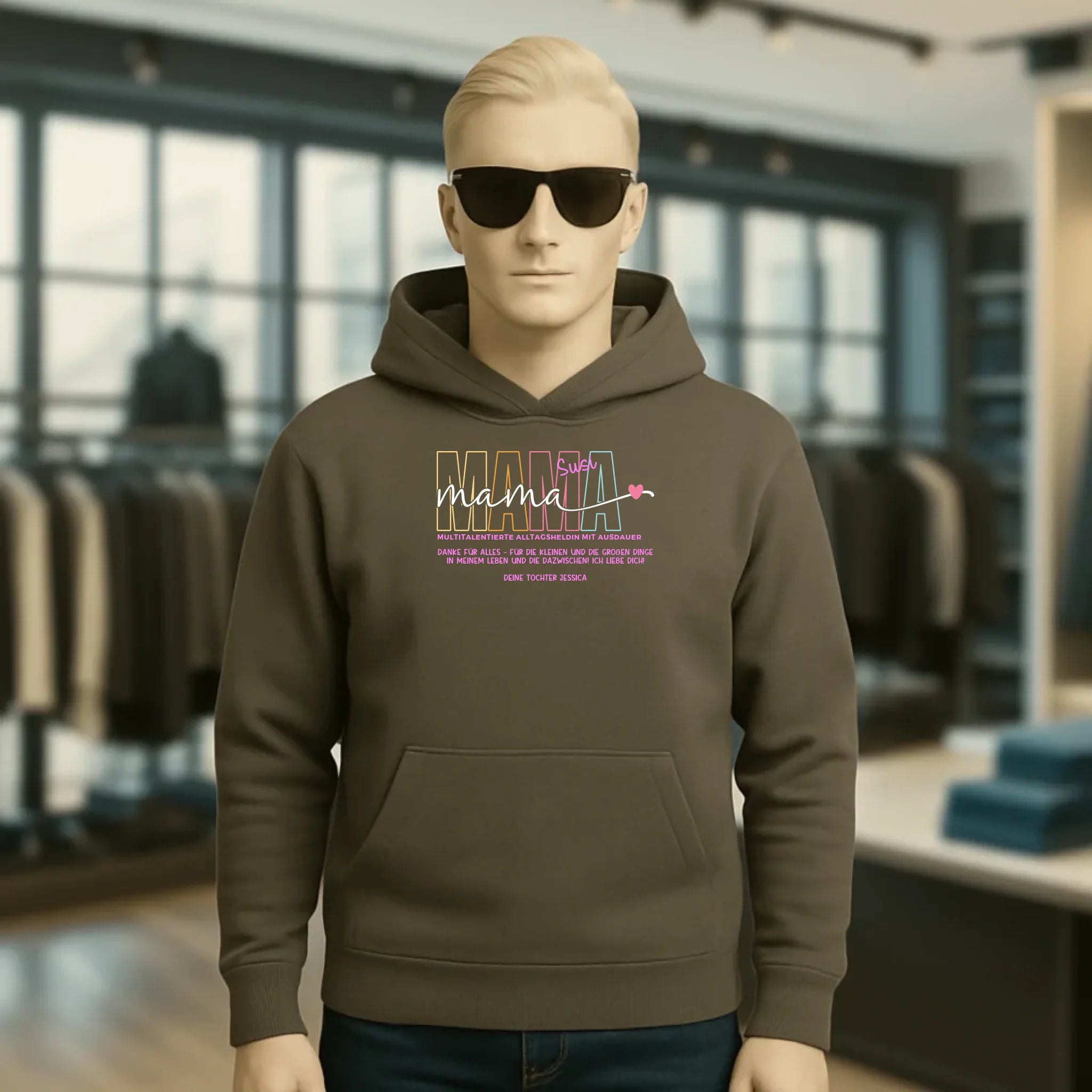 MAMA: Multitalentierte Alltagsheldin mit Ausdauer + Wunschname + Botschaft • Unisex Premium Hoodie XS-5XL aus Bio-Baumwolle für Damen & Herren • Exklusivdesign • personalisiert