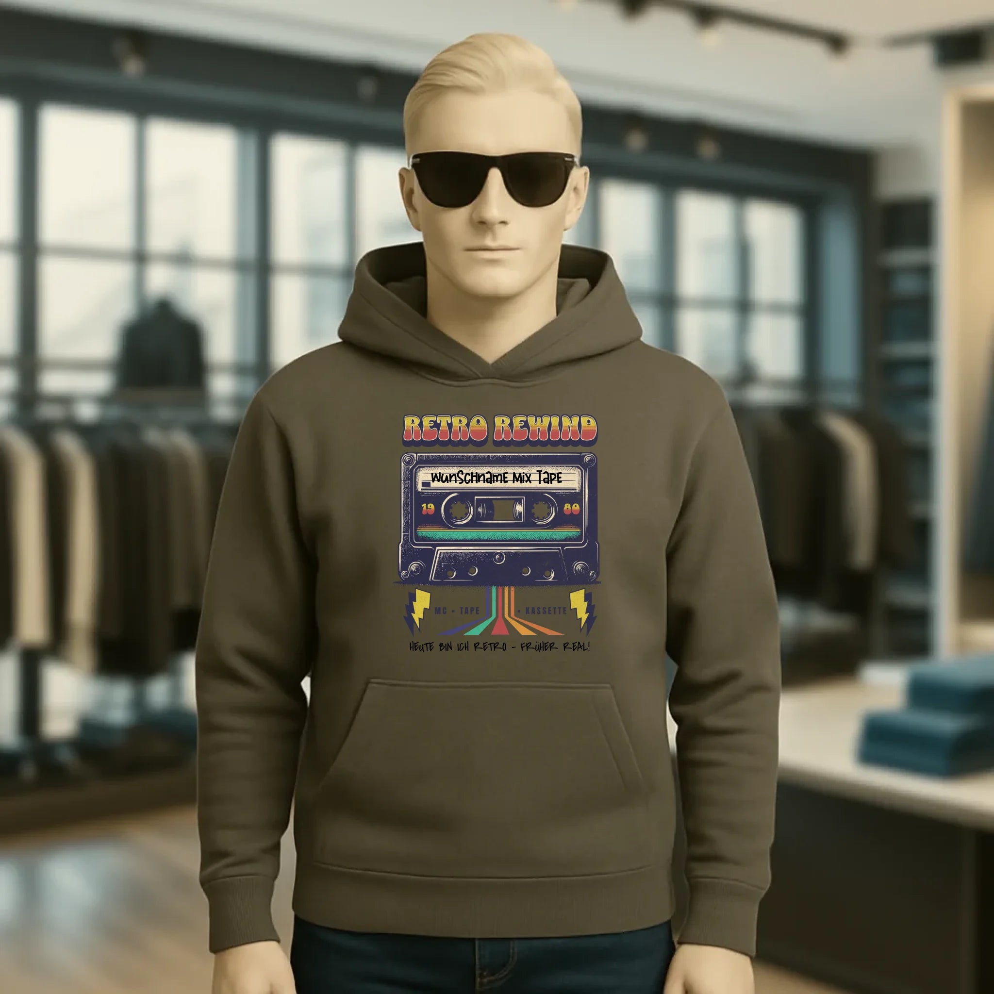 Retro MC 1950 bis 2010 + Wunschtext • Unisex Premium Hoodie XS-5XL aus Bio-Baumwolle für Damen & Herren