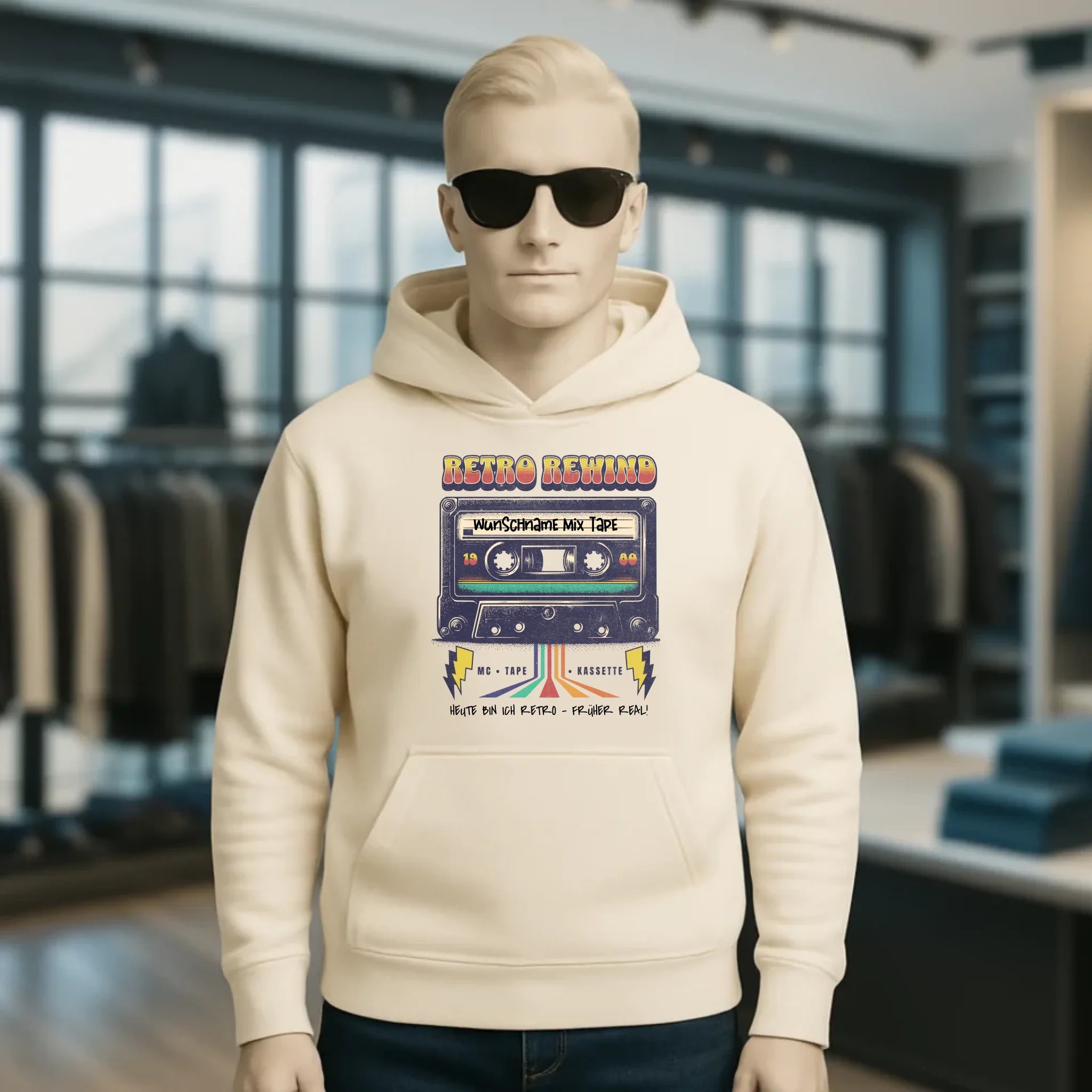 Retro MC 1950 bis 2010 + Wunschtext • Unisex Premium Hoodie XS-5XL aus Bio-Baumwolle für Damen & Herren