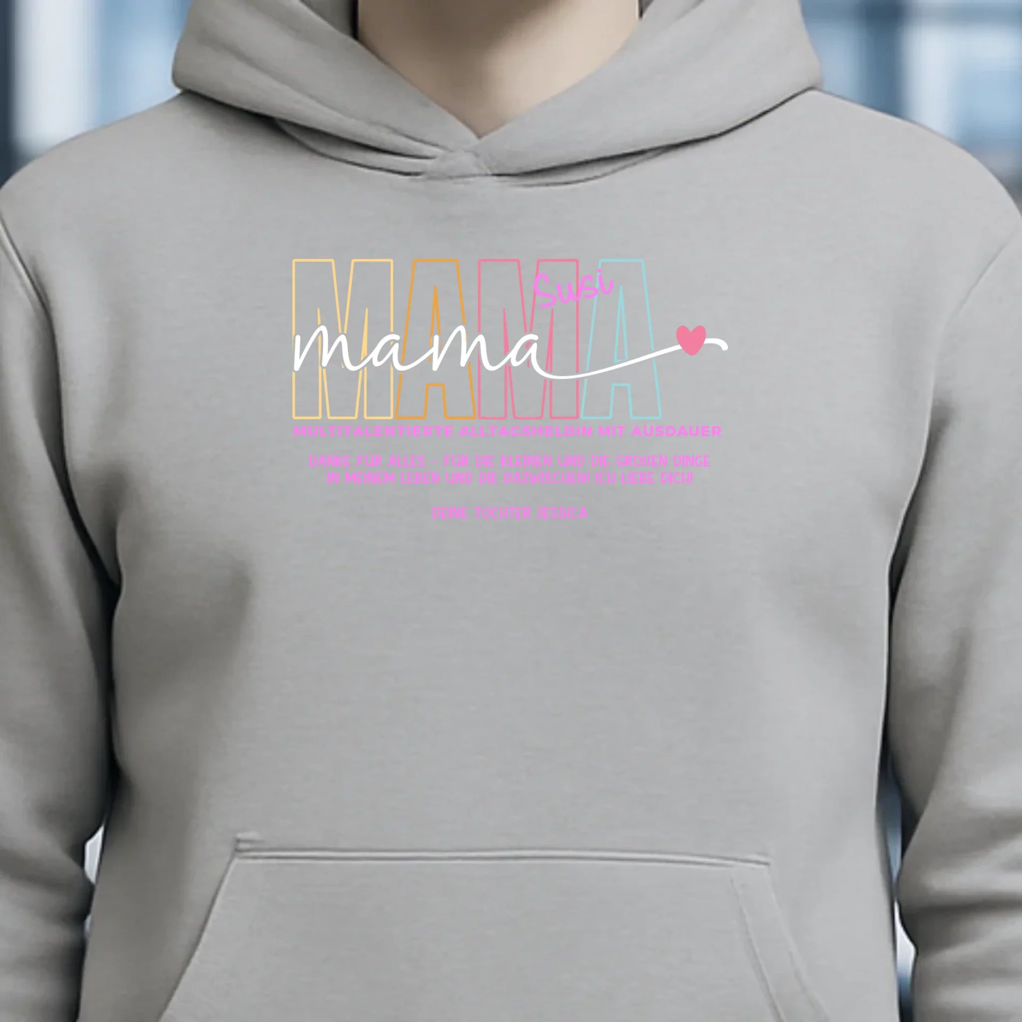 MAMA: Multitalentierte Alltagsheldin mit Ausdauer + Wunschname + Botschaft • Unisex Premium Hoodie XS-5XL aus Bio-Baumwolle für Damen & Herren • Exklusivdesign • personalisiert
