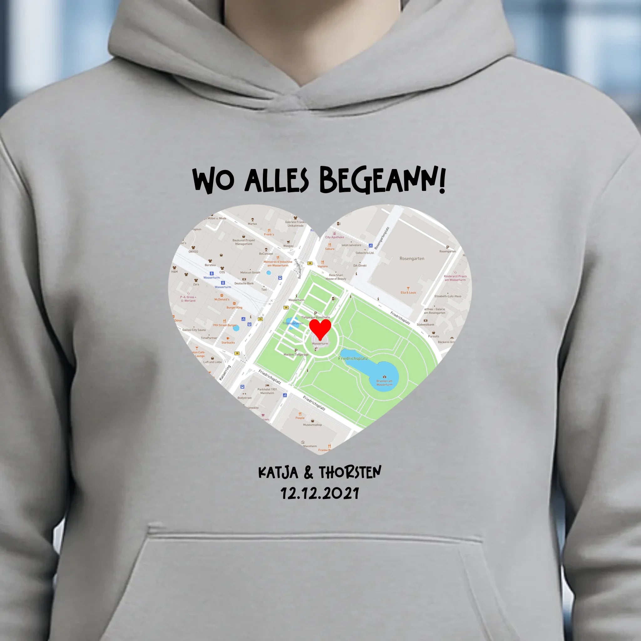 Karten-Generator mit echtem Ort und deinem Text • Karte • Maps • Unisex Premium Hoodie XS-5XL aus Bio-Baumwolle für Damen & Herren • Exklusivdesign • personalisiert