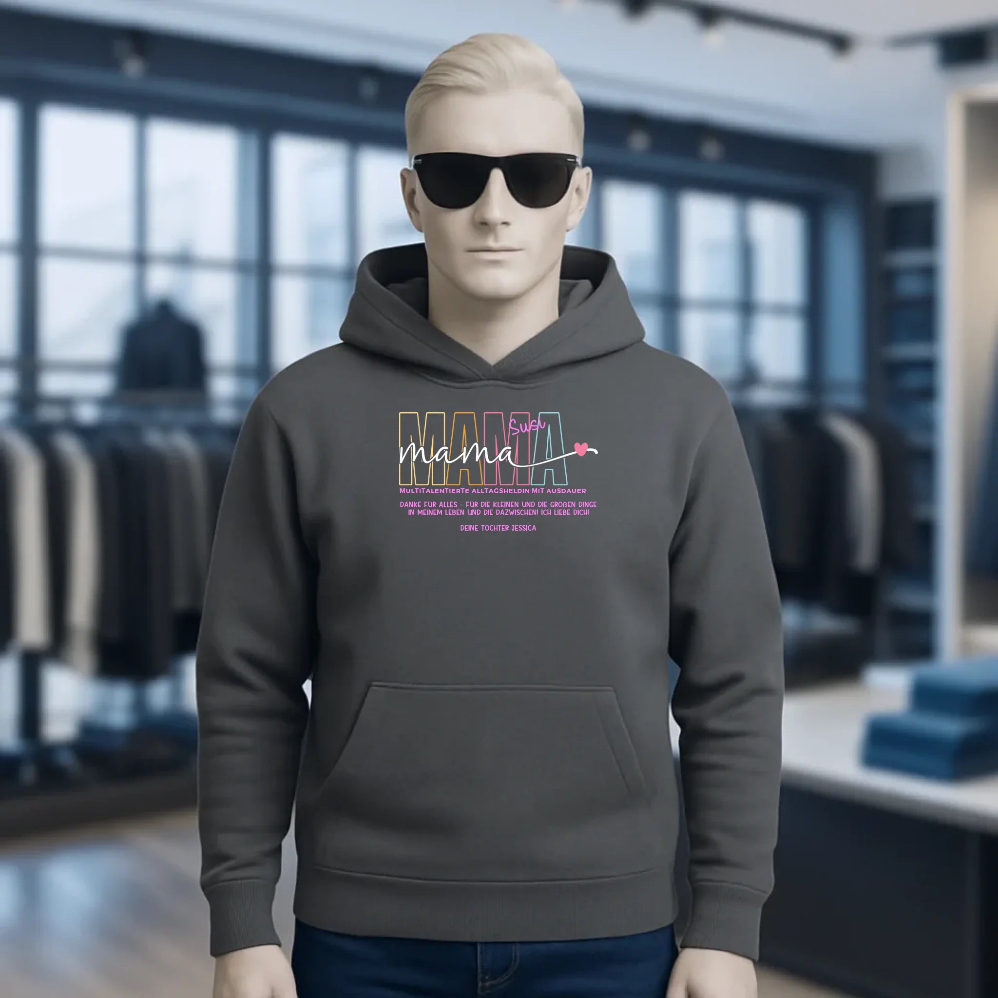 MAMA: Multitalentierte Alltagsheldin mit Ausdauer + Wunschname + Botschaft • Unisex Premium Hoodie XS-5XL aus Bio-Baumwolle für Damen & Herren • Exklusivdesign • personalisiert