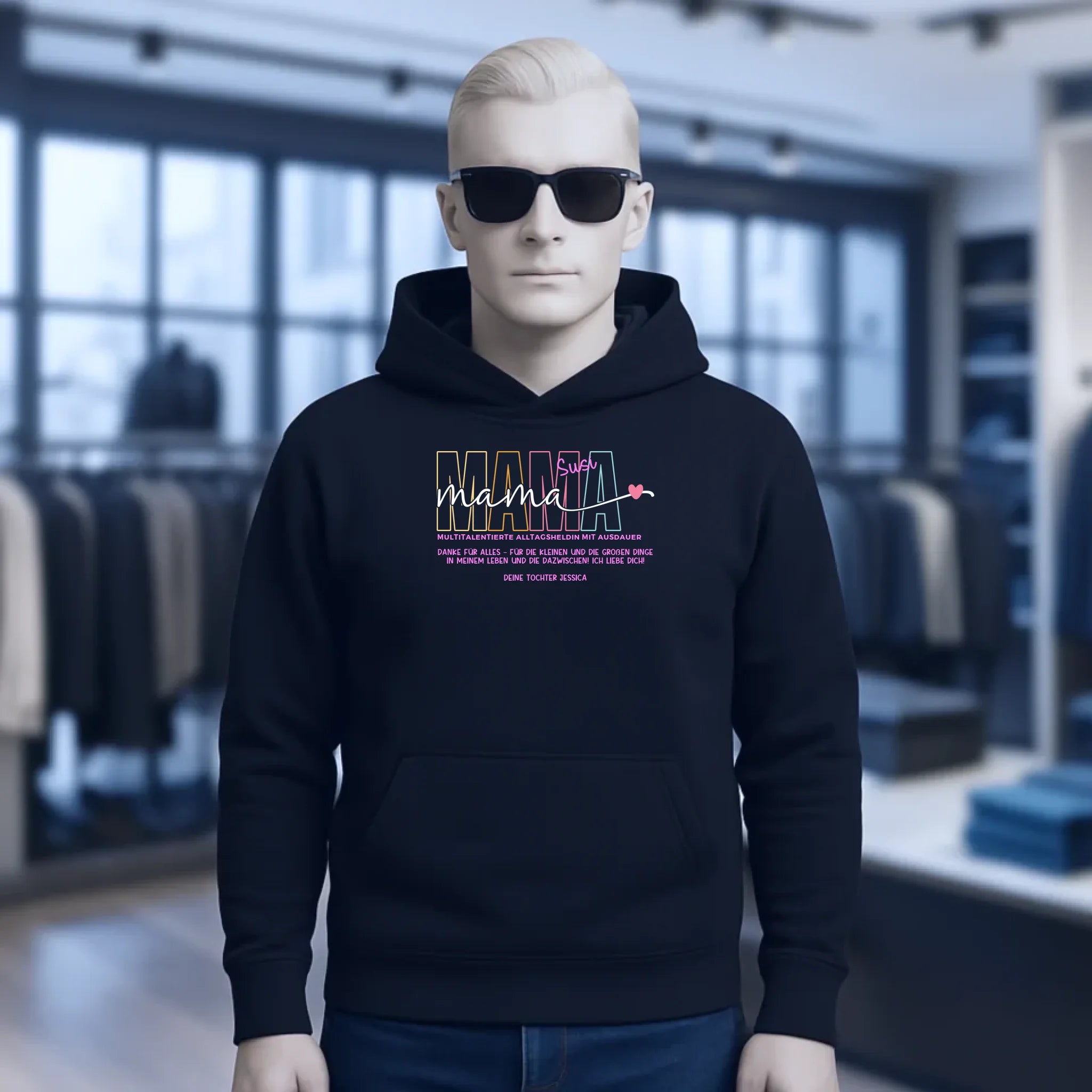 MAMA: Multitalentierte Alltagsheldin mit Ausdauer + Wunschname + Botschaft • Unisex Premium Hoodie XS-5XL aus Bio-Baumwolle für Damen & Herren • Exklusivdesign • personalisiert