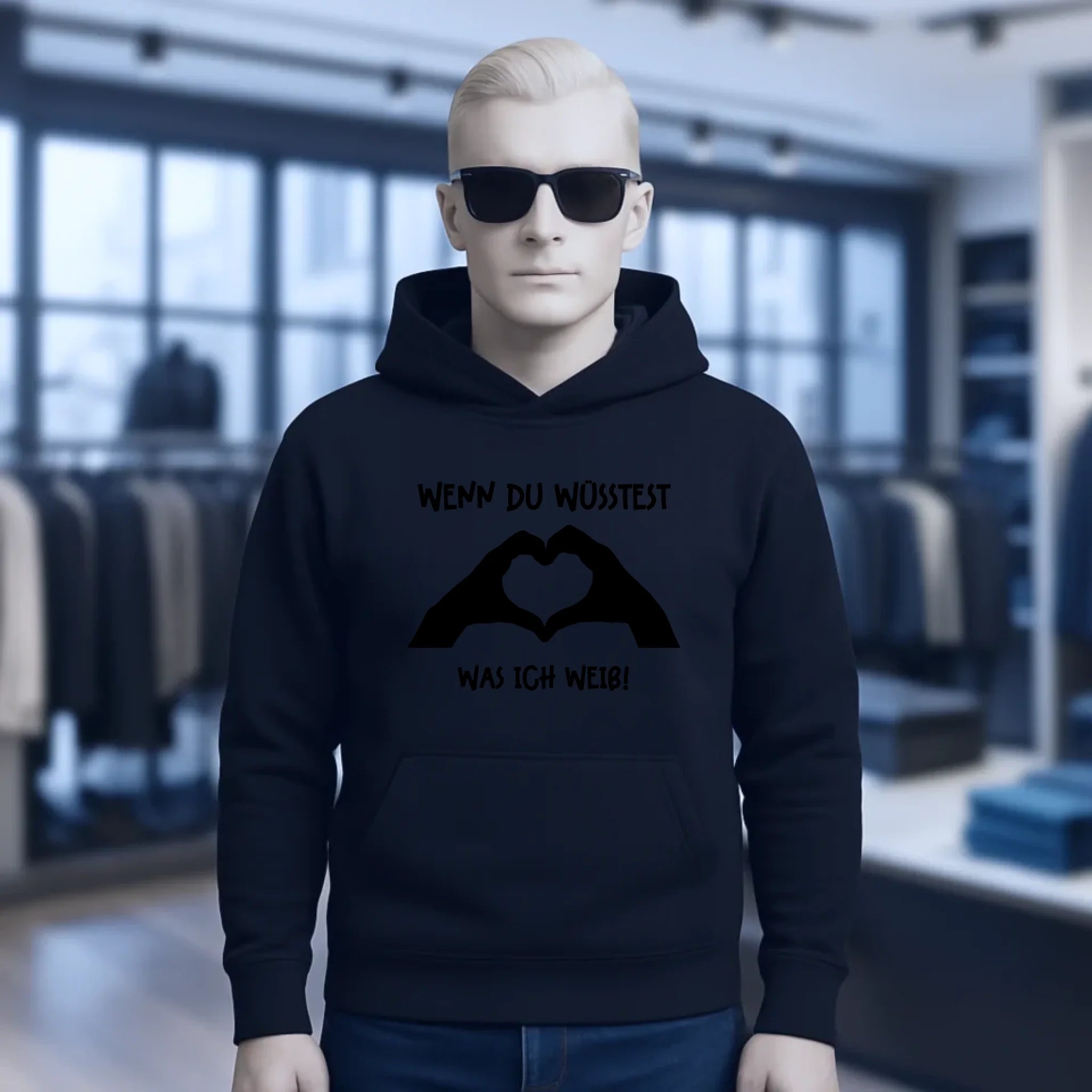 Keine Frage, ich liebe Dich auch! • Hände • personalisierter Text • Unisex Premium Hoodie XS-5XL aus Bio-Baumwolle für Damen & Herren • Exklusivdesign • personalisiert