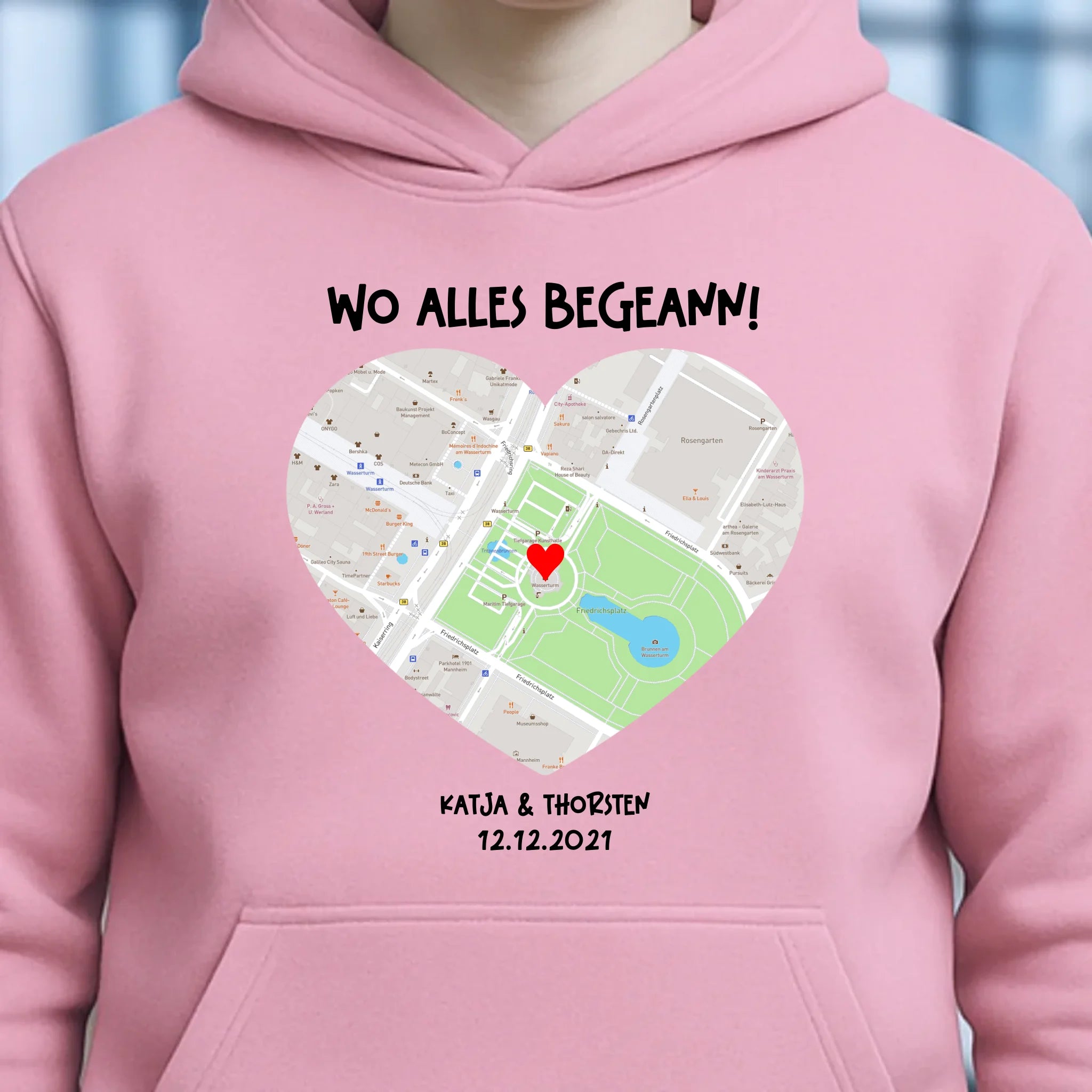 Karten-Generator mit echtem Ort und deinem Text • Karte • Maps • Unisex Premium Hoodie XS-5XL aus Bio-Baumwolle für Damen & Herren • Exklusivdesign • personalisiert