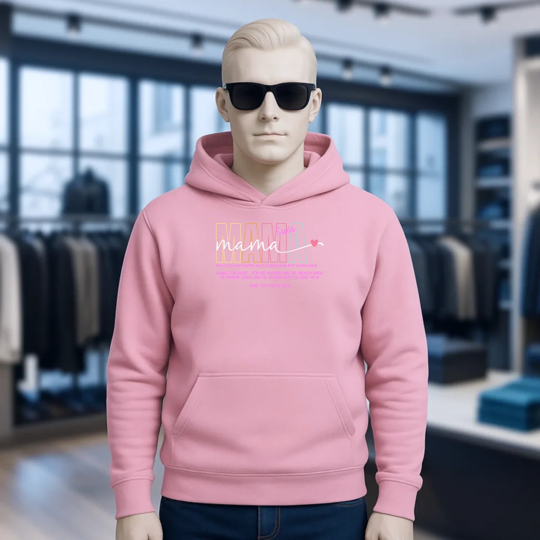 MAMA: Multitalentierte Alltagsheldin mit Ausdauer + Wunschname + Botschaft • Unisex Premium Hoodie XS-5XL aus Bio-Baumwolle für Damen & Herren • Exklusivdesign • personalisiert