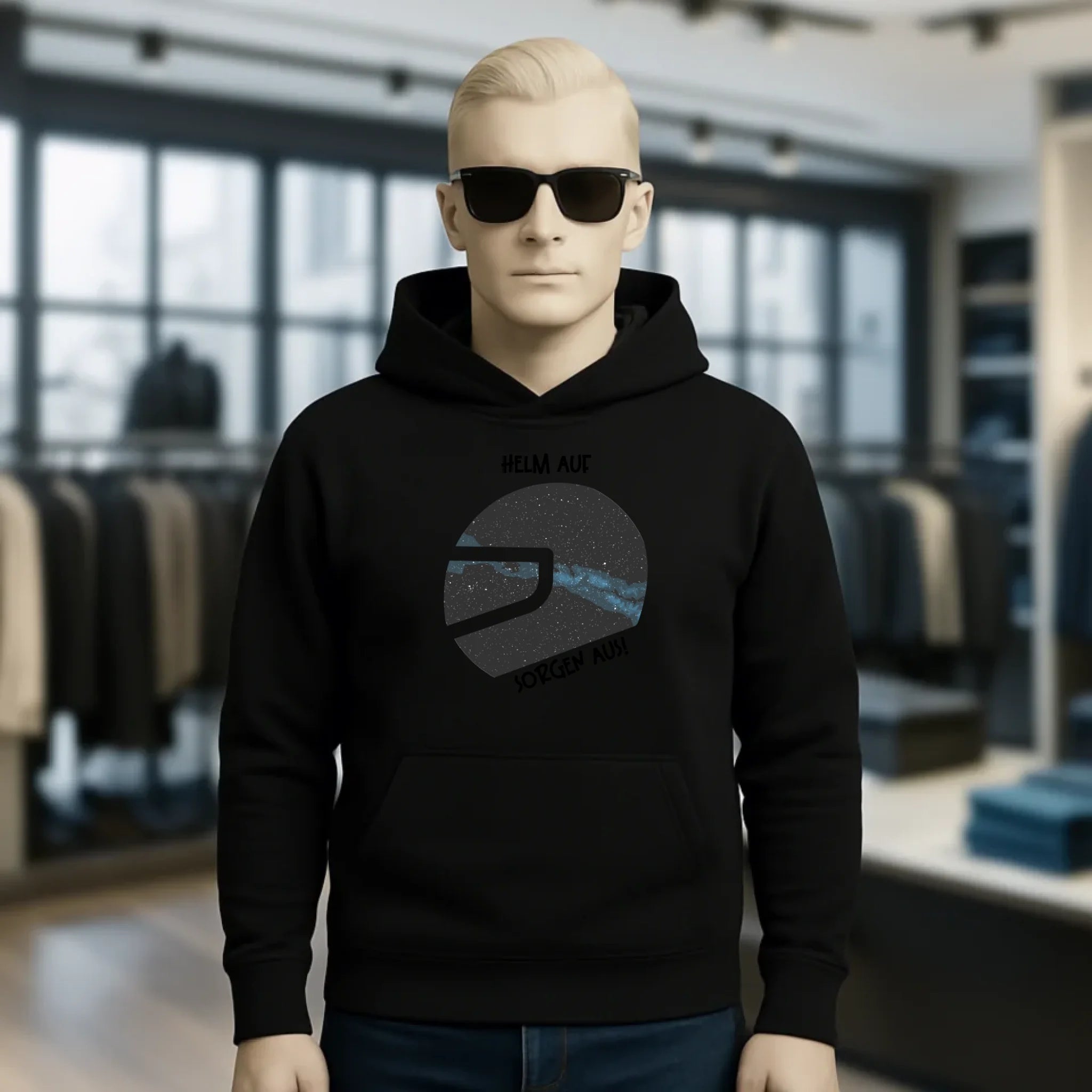 Echte Sternkarte als Helm + Text • Unisex Premium Hoodie XS-5XL aus Bio-Baumwolle für Damen & Herren • Exklusivdesign • personalisiert