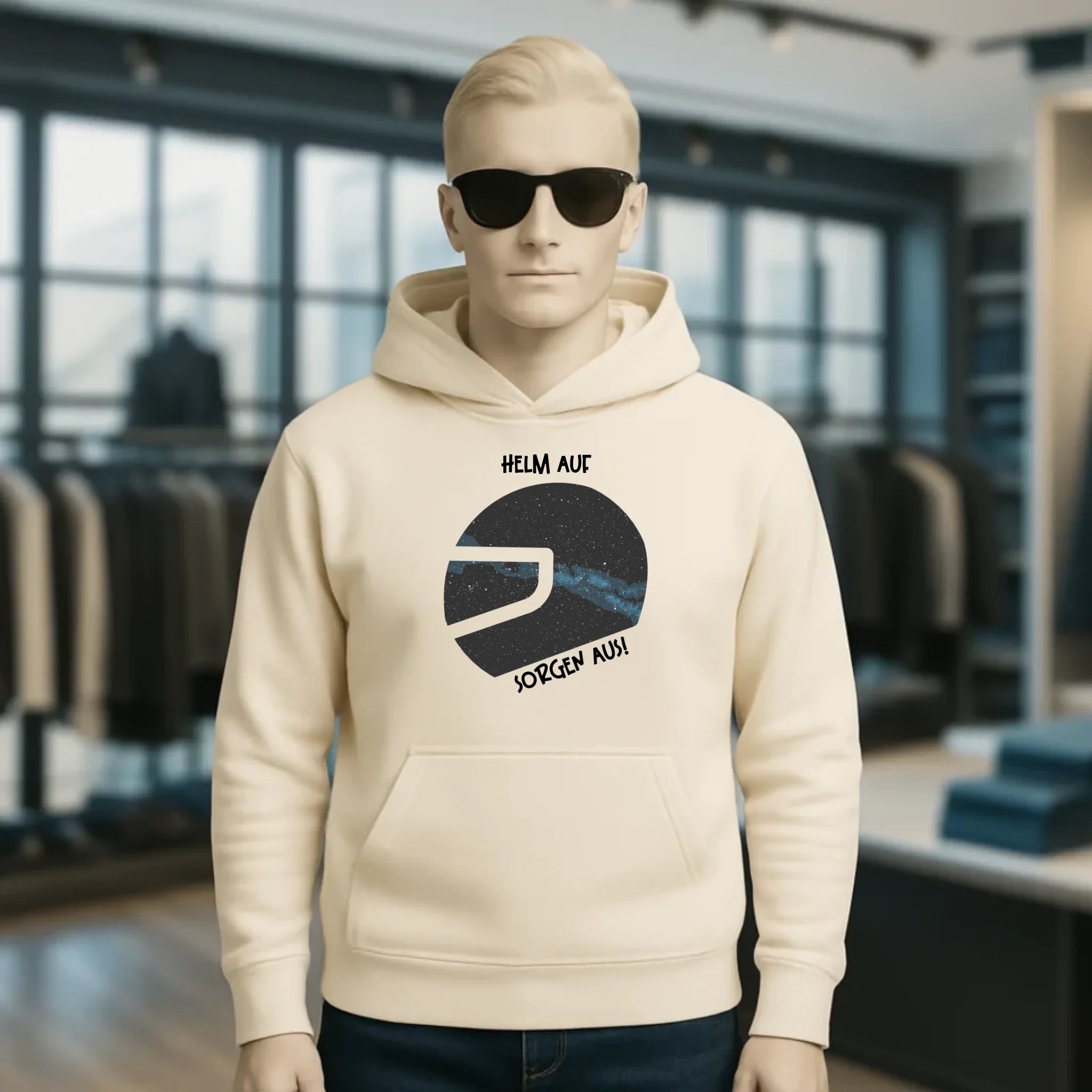 Echte Sternkarte als Helm + Text • Unisex Premium Hoodie XS-5XL aus Bio-Baumwolle für Damen & Herren • Exklusivdesign • personalisiert