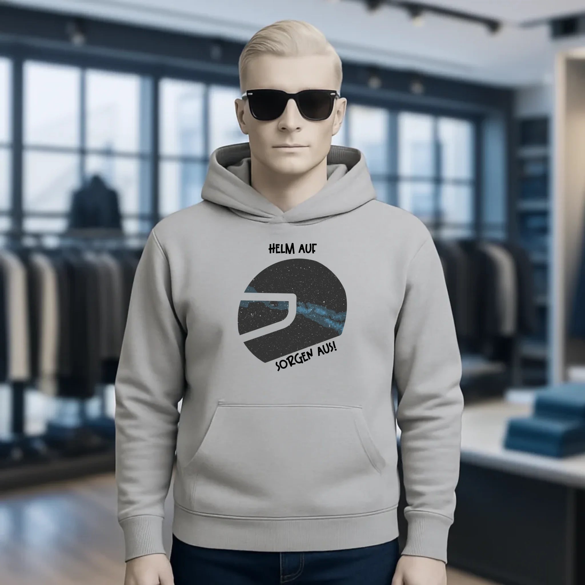Echte Sternkarte als Helm + Text • Unisex Premium Hoodie XS-5XL aus Bio-Baumwolle für Damen & Herren • Exklusivdesign • personalisiert