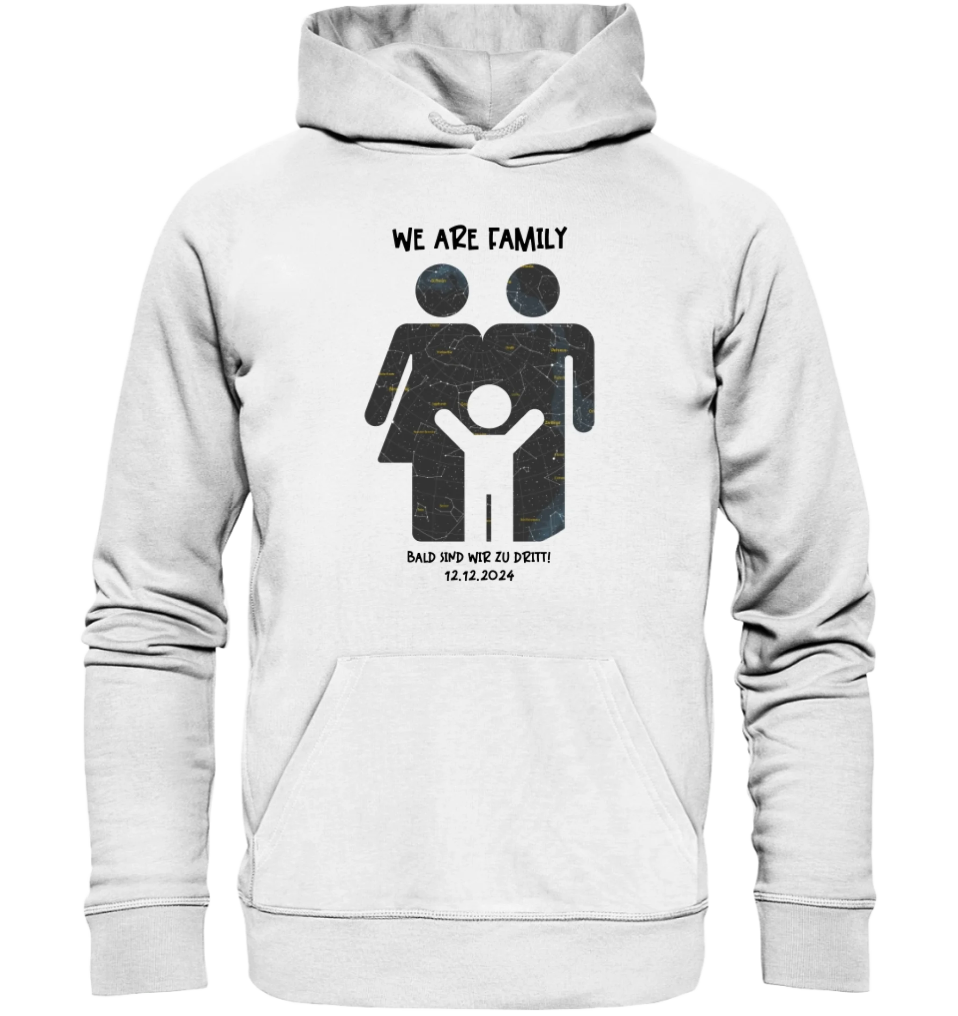 Echte Sternenkarte + Text • Kleine Familie • werdende Eltern • Unisex Premium Hoodie XS-5XL aus Bio-Baumwolle für Damen & Herren • Exklusivdesign • personalisiert