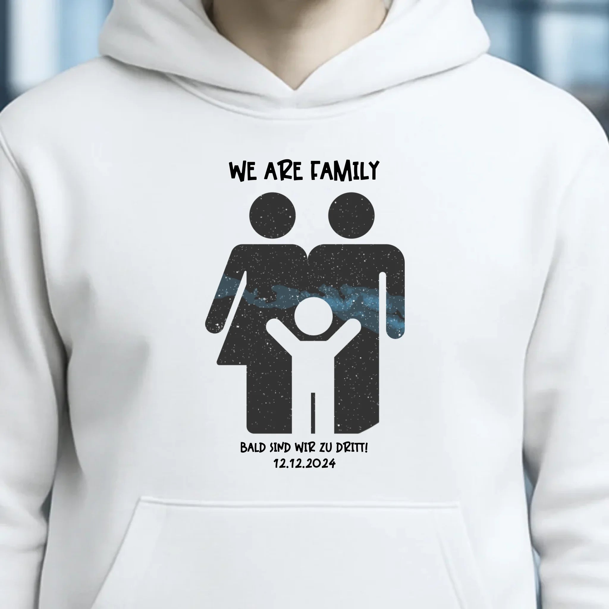 Echte Sternenkarte + Text • Kleine Familie • werdende Eltern • Unisex Premium Hoodie XS-5XL aus Bio-Baumwolle für Damen & Herren • Exklusivdesign • personalisiert