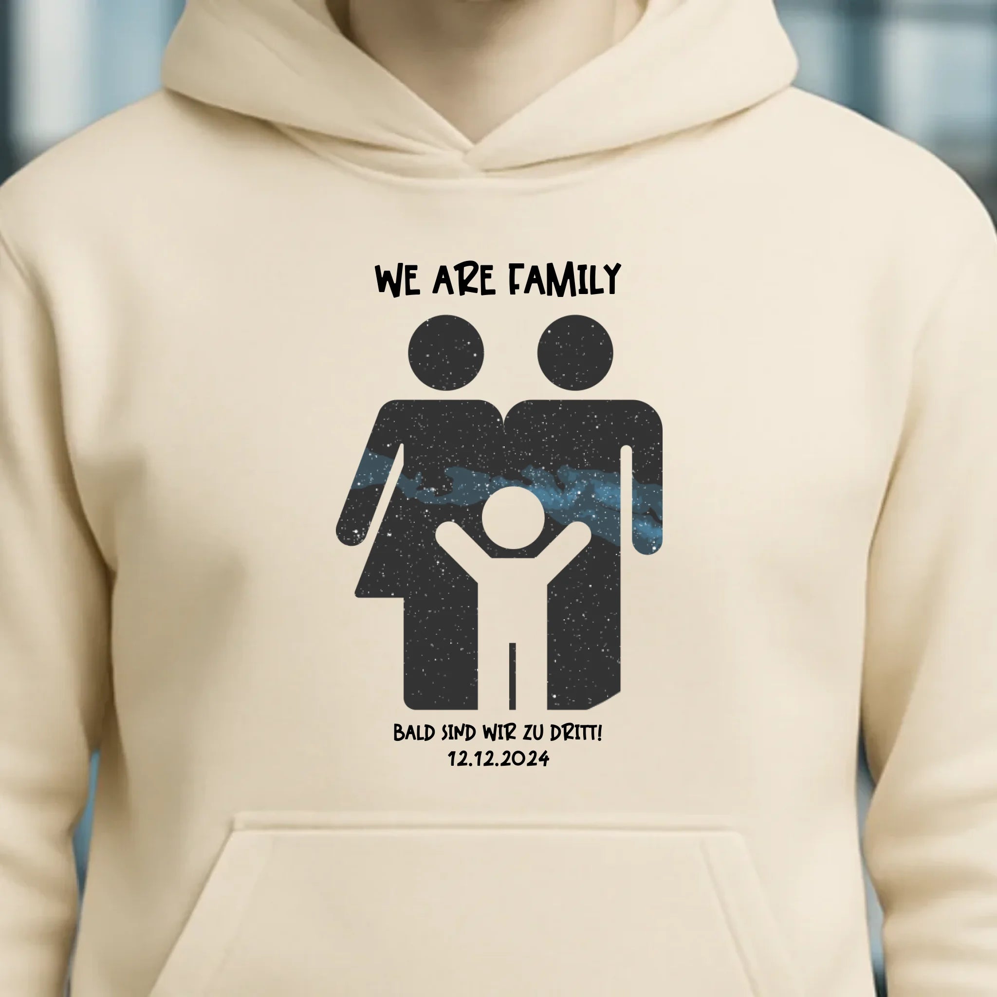 Echte Sternenkarte + Text • Kleine Familie • werdende Eltern • Unisex Premium Hoodie XS-5XL aus Bio-Baumwolle für Damen & Herren • Exklusivdesign • personalisiert
