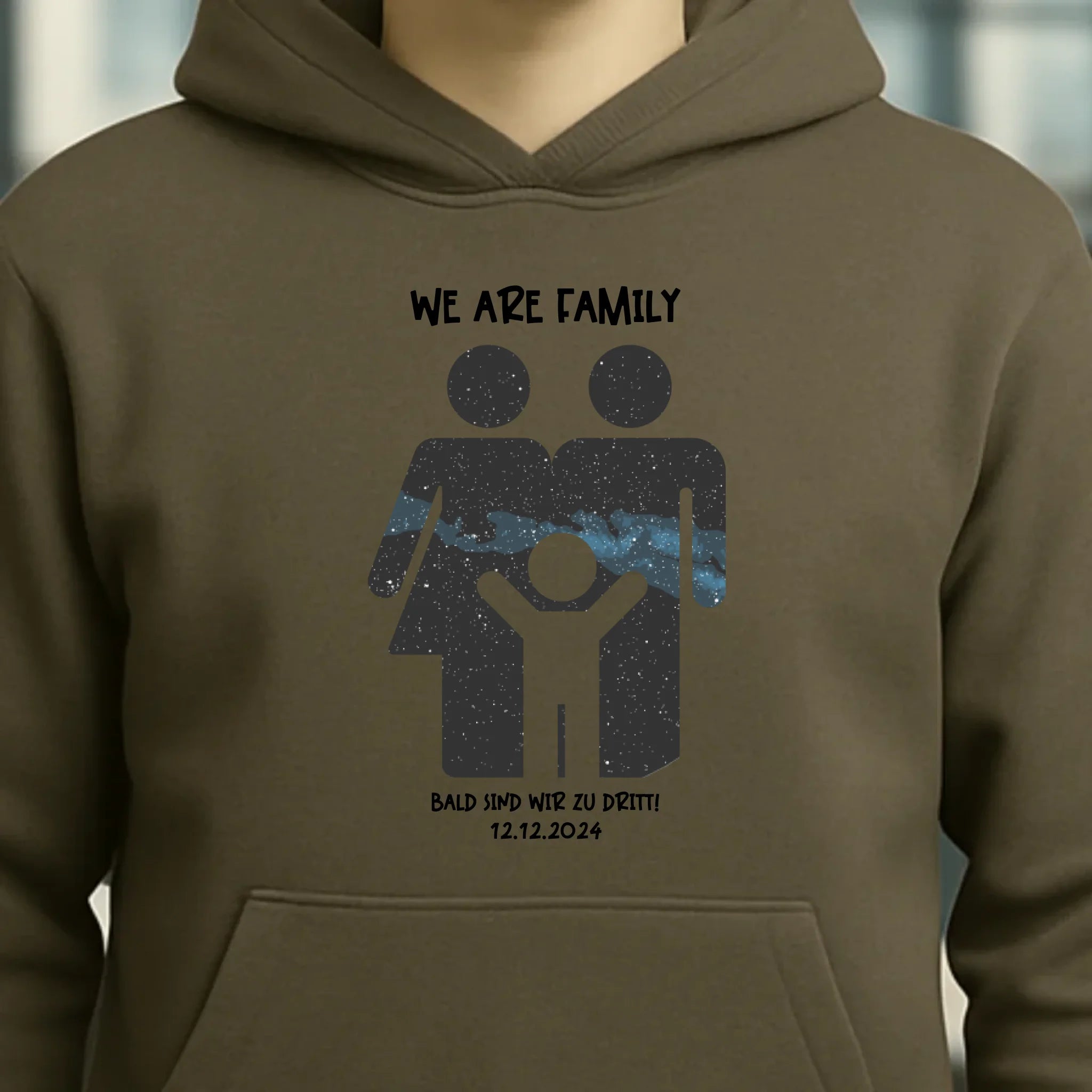Echte Sternenkarte + Text • Kleine Familie • werdende Eltern • Unisex Premium Hoodie XS-5XL aus Bio-Baumwolle für Damen & Herren • Exklusivdesign • personalisiert