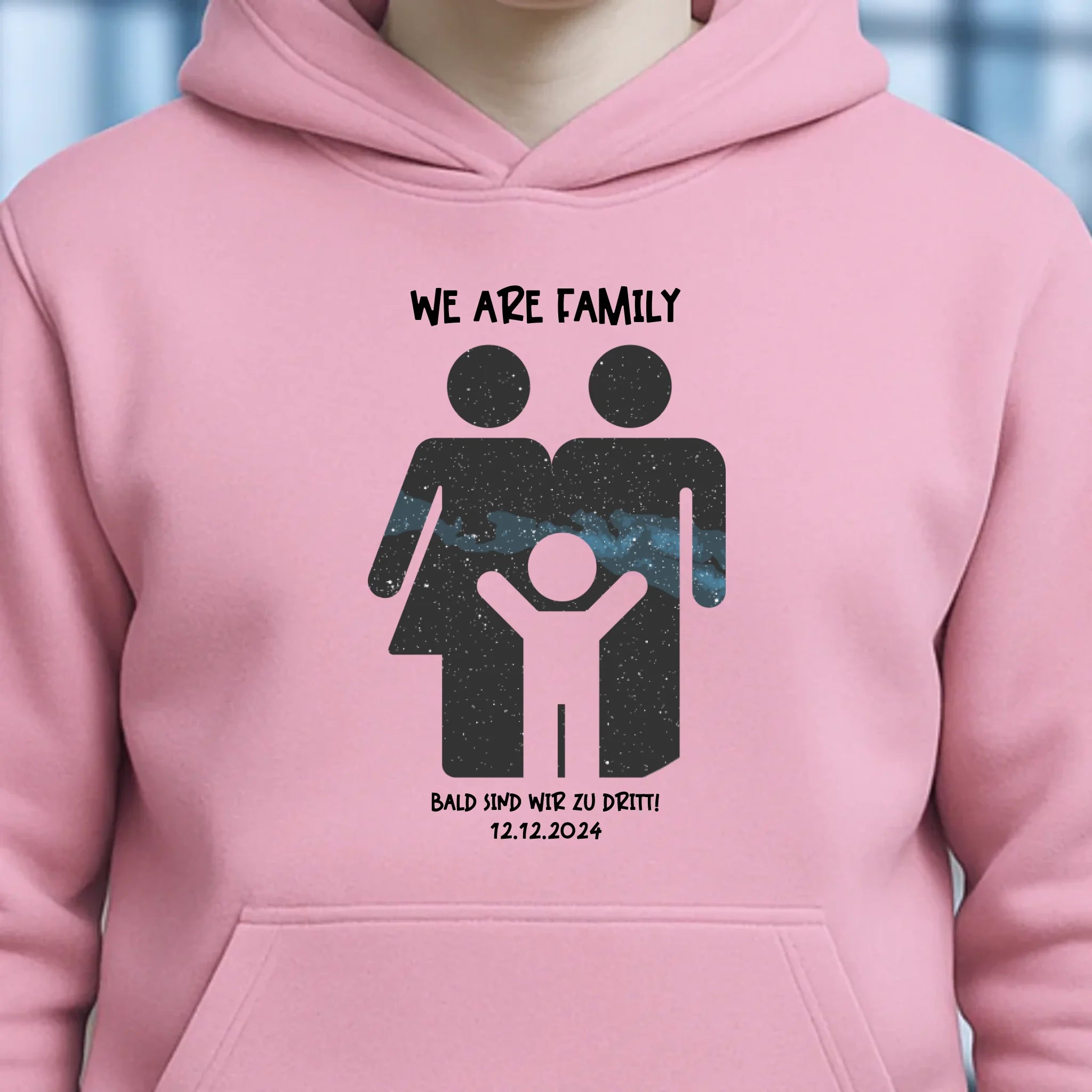 Echte Sternenkarte + Text • Kleine Familie • werdende Eltern • Unisex Premium Hoodie XS-5XL aus Bio-Baumwolle für Damen & Herren • Exklusivdesign • personalisiert
