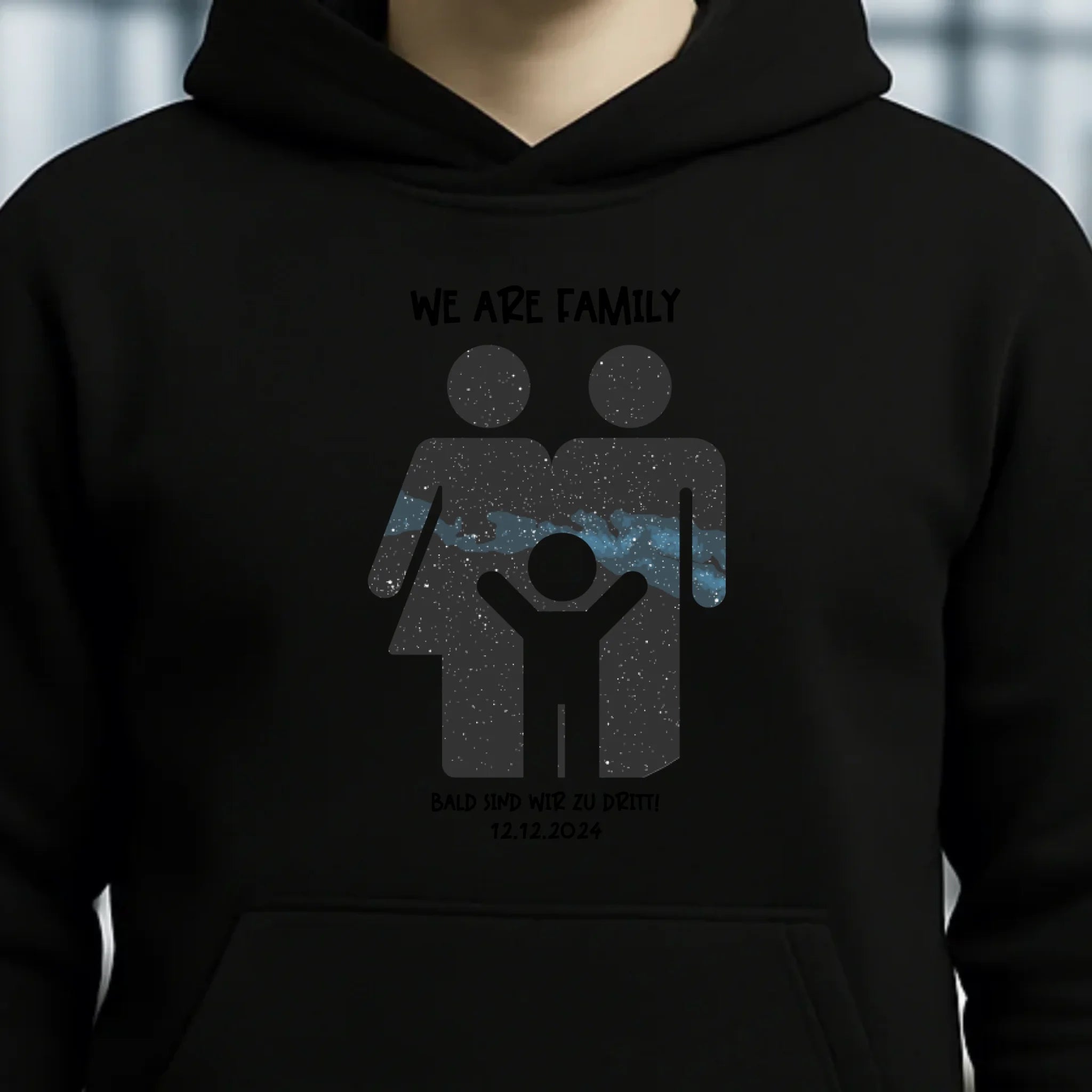 Echte Sternenkarte + Text • Kleine Familie • werdende Eltern • Unisex Premium Hoodie XS-5XL aus Bio-Baumwolle für Damen & Herren • Exklusivdesign • personalisiert