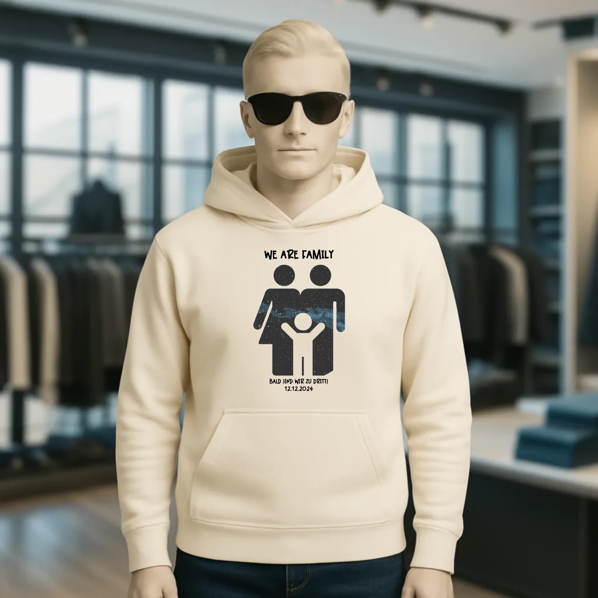 Echte Sternenkarte + Text • Kleine Familie • werdende Eltern • Unisex Premium Hoodie XS-5XL aus Bio-Baumwolle für Damen & Herren • Exklusivdesign • personalisiert