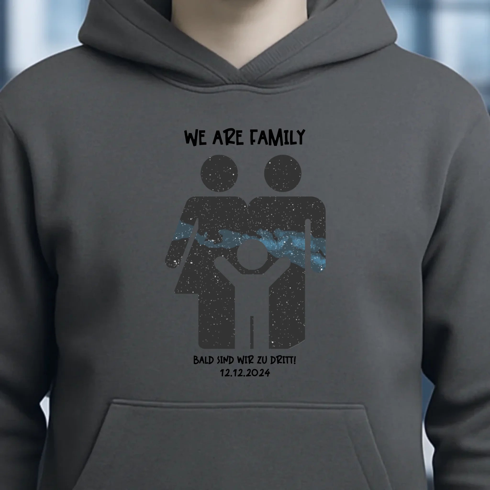 Echte Sternenkarte + Text • Kleine Familie • werdende Eltern • Unisex Premium Hoodie XS-5XL aus Bio-Baumwolle für Damen & Herren • Exklusivdesign • personalisiert