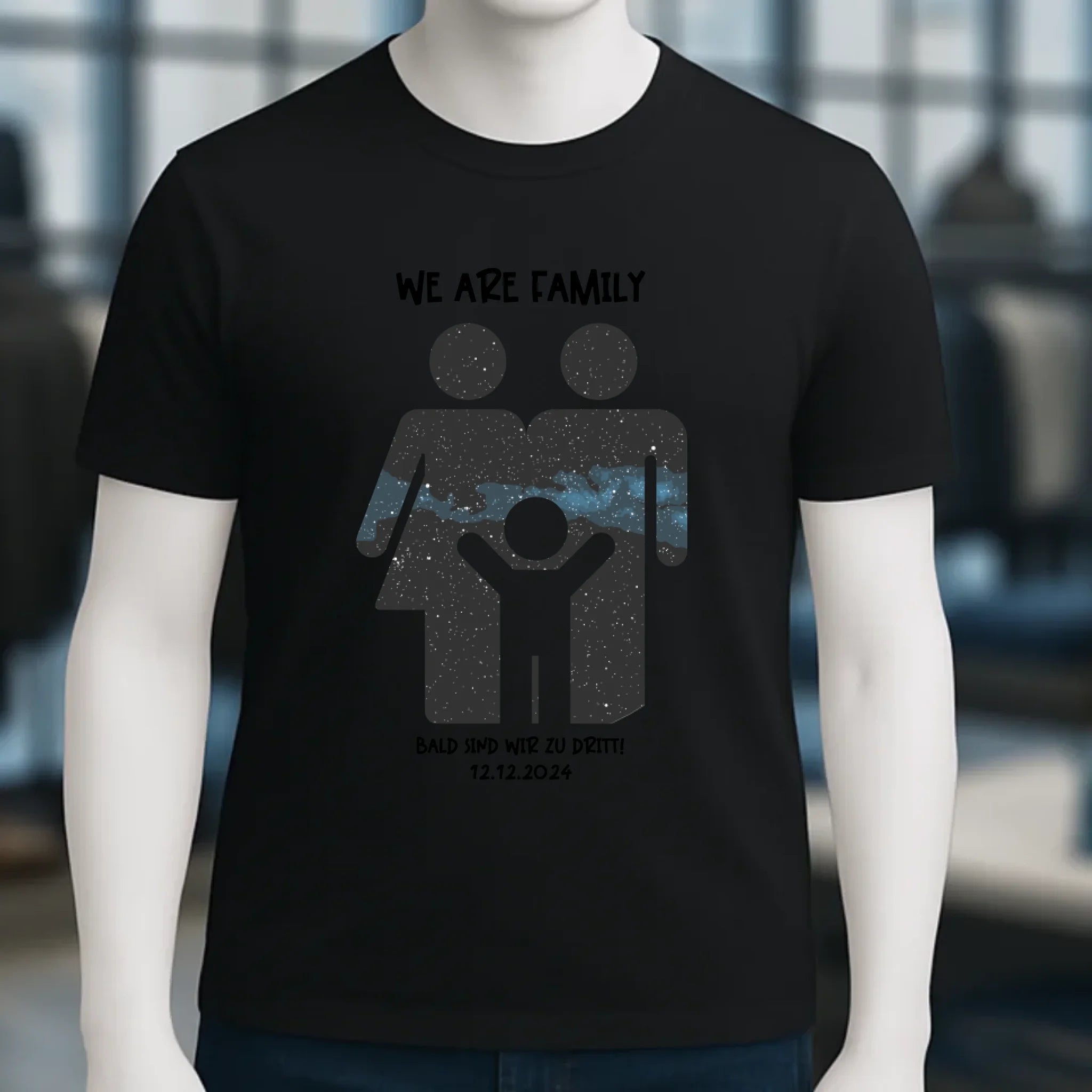 Echte Sternenkarte + Text • Kleine Familie • werdende Eltern • Unisex Premium T-Shirt XS-5XL aus Bio-Baumwolle für Damen & Herren • Exklusivdesign • personalisiert