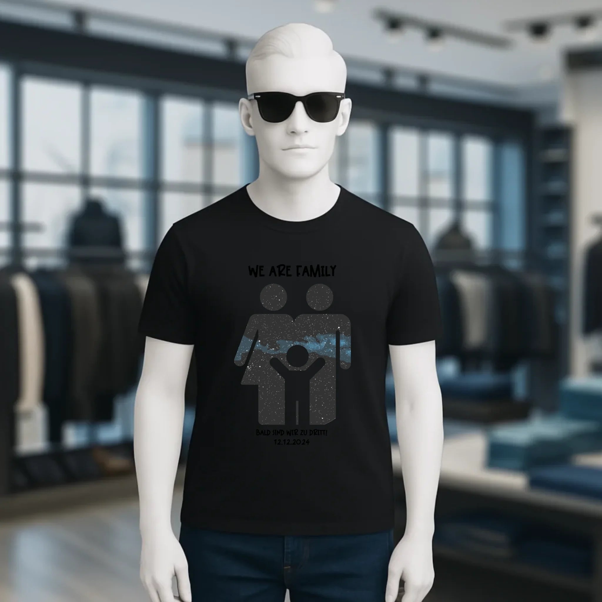 Echte Sternenkarte + Text • Kleine Familie • werdende Eltern • Unisex Premium T-Shirt XS-5XL aus Bio-Baumwolle für Damen & Herren • Exklusivdesign • personalisiert