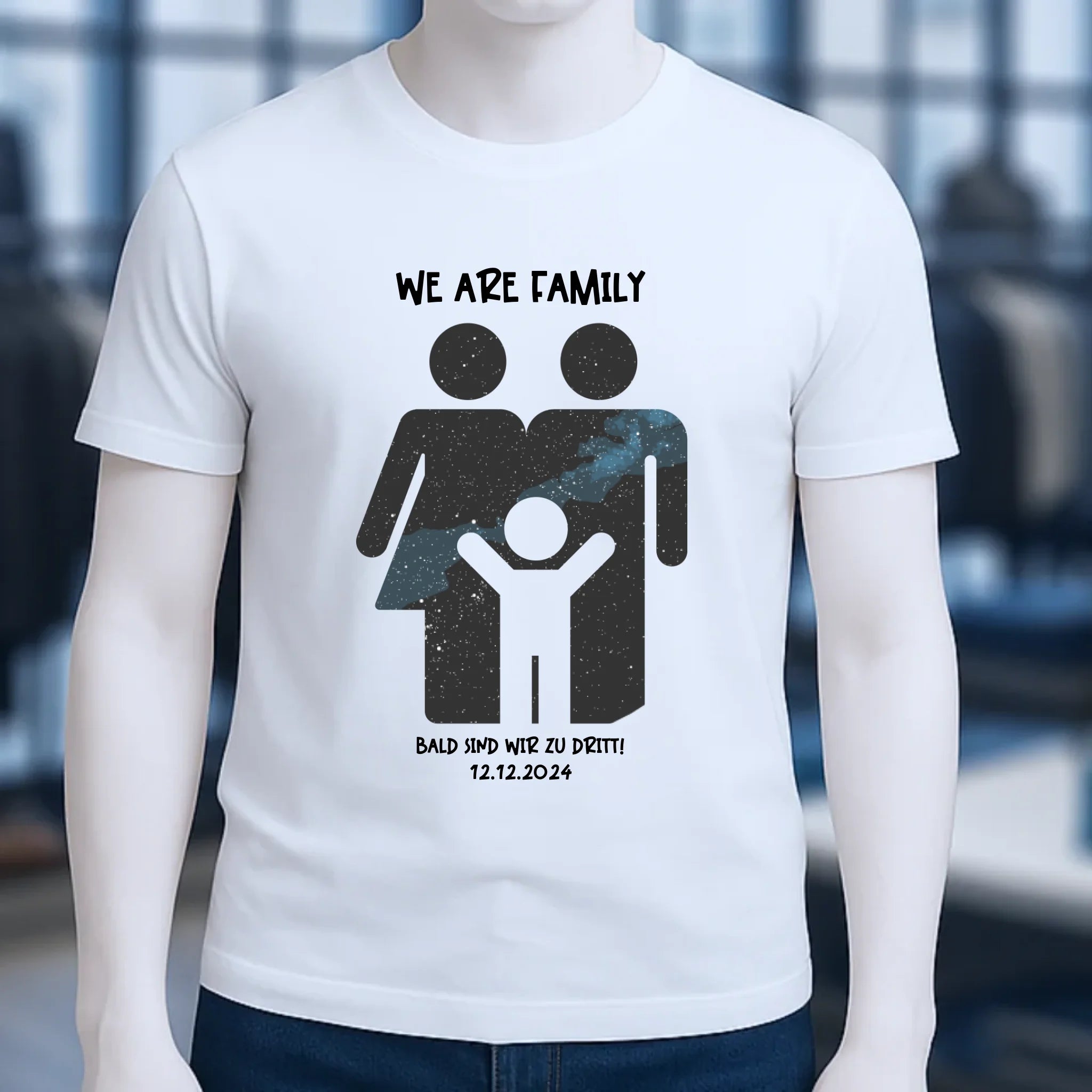 Echte Sternenkarte + Text • Kleine Familie • werdende Eltern • Unisex Premium T-Shirt XS-5XL aus Bio-Baumwolle für Damen & Herren • Exklusivdesign • personalisiert