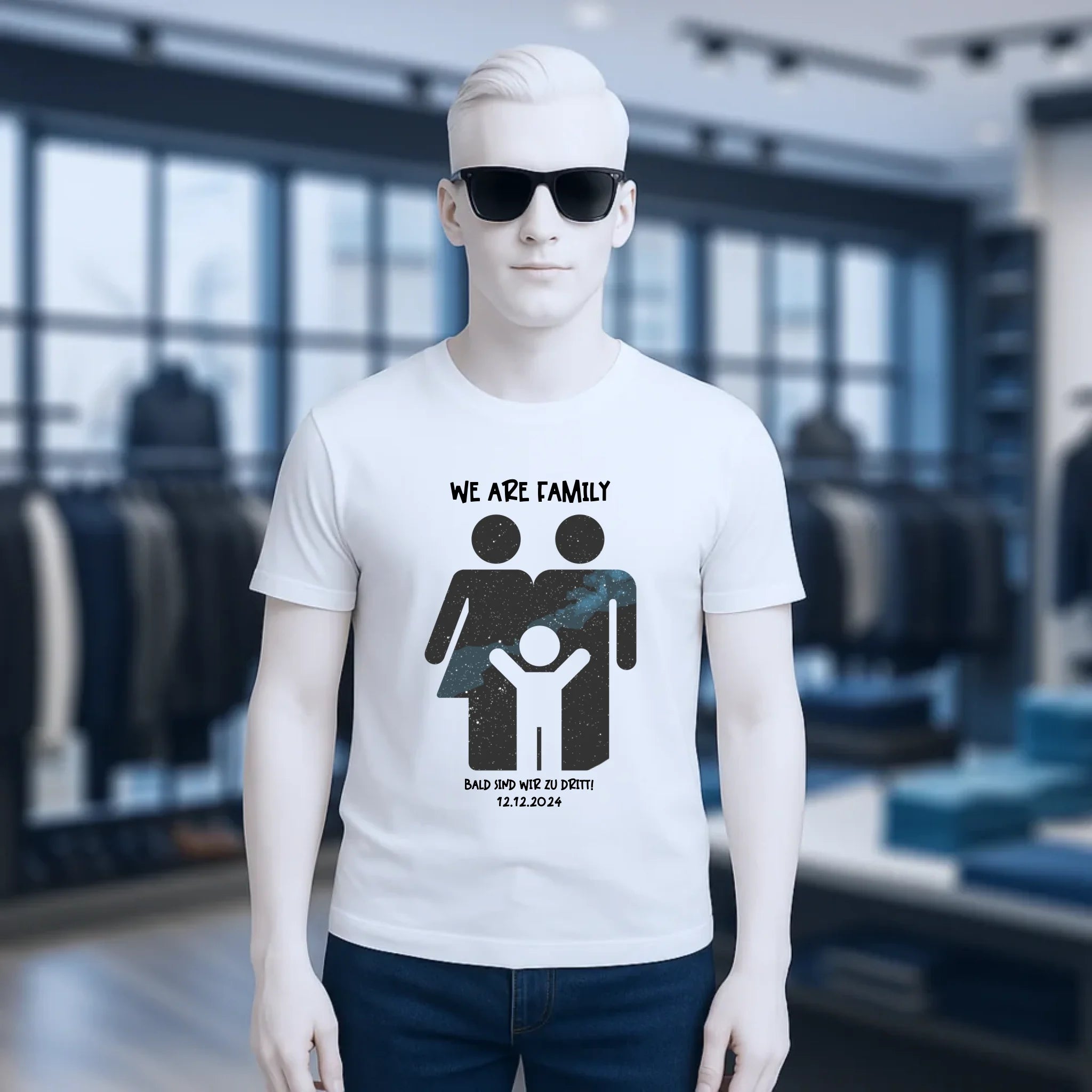 Echte Sternenkarte + Text • Kleine Familie • werdende Eltern • Unisex Premium T-Shirt XS-5XL aus Bio-Baumwolle für Damen & Herren • Exklusivdesign • personalisiert