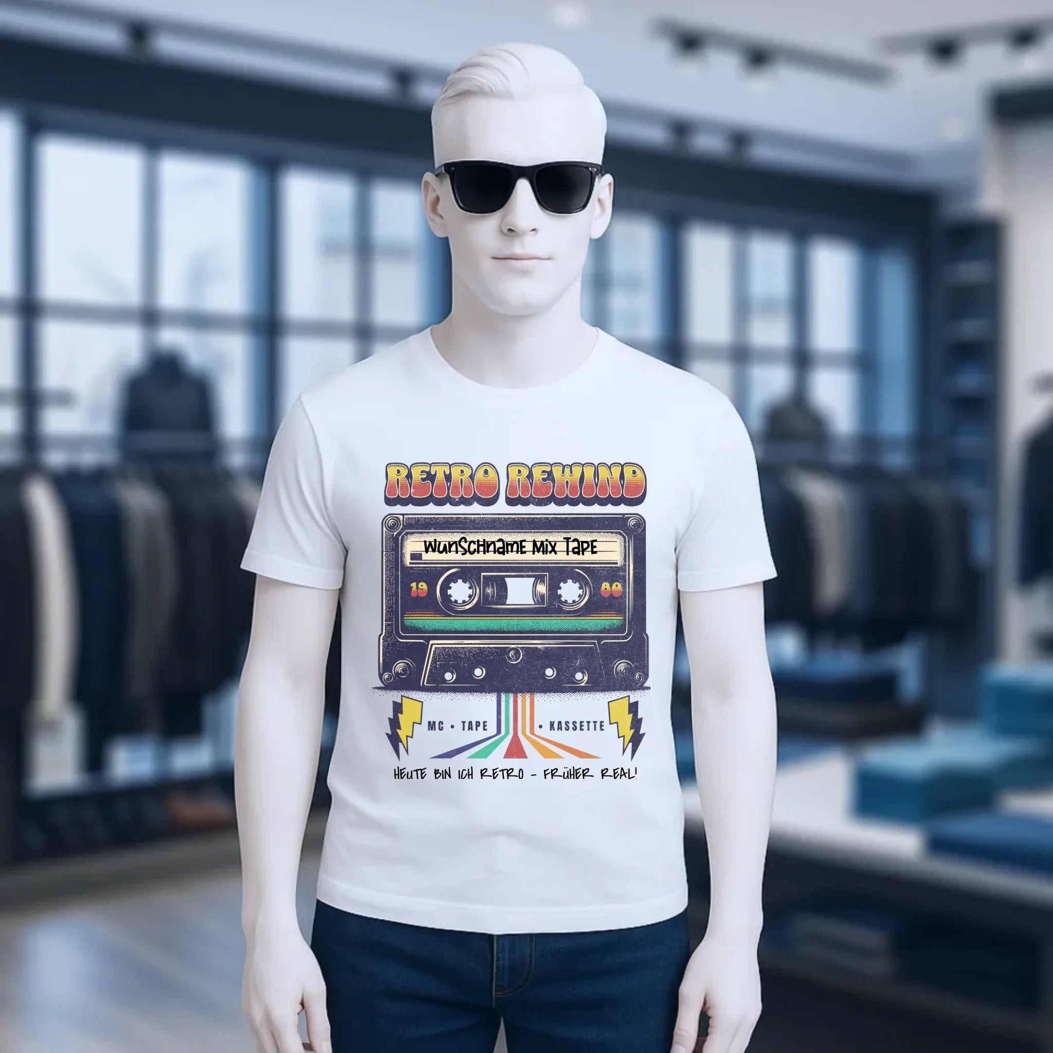 Retro MC 1950 bis 2010 + Wunschtext • Unisex Premium T-Shirt XS-5XL aus Bio-Baumwolle für Damen & Herren • Exklusivdesign • personalisiert