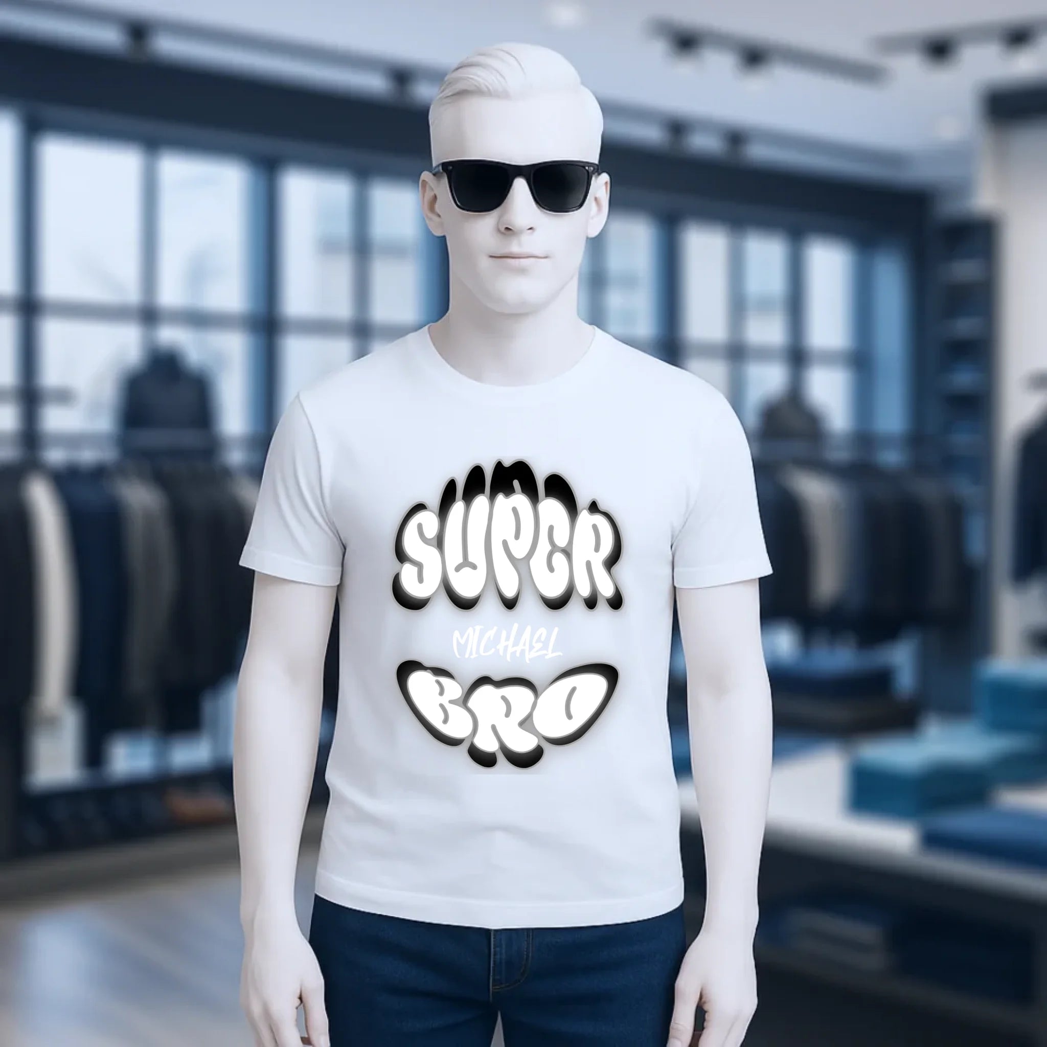 SUPER BRO + Name • personalisierter Text • Unisex Premium T-Shirt XS-5XL aus Bio-Baumwolle für Damen & Herren • Exklusivdesign • personalisiert