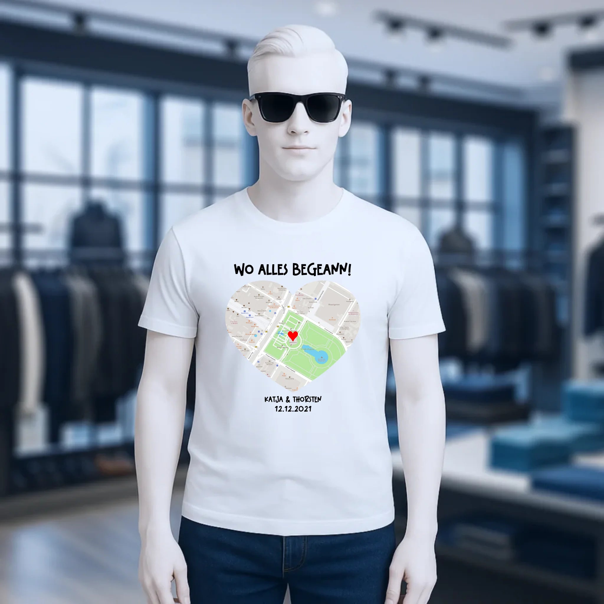 Karten-Generator mit echtem Ort und deinem Text • Karte • Maps • Unisex Premium T-Shirt XS-5XL aus Bio-Baumwolle für Damen & Herren • Exklusivdesign • personalisiert