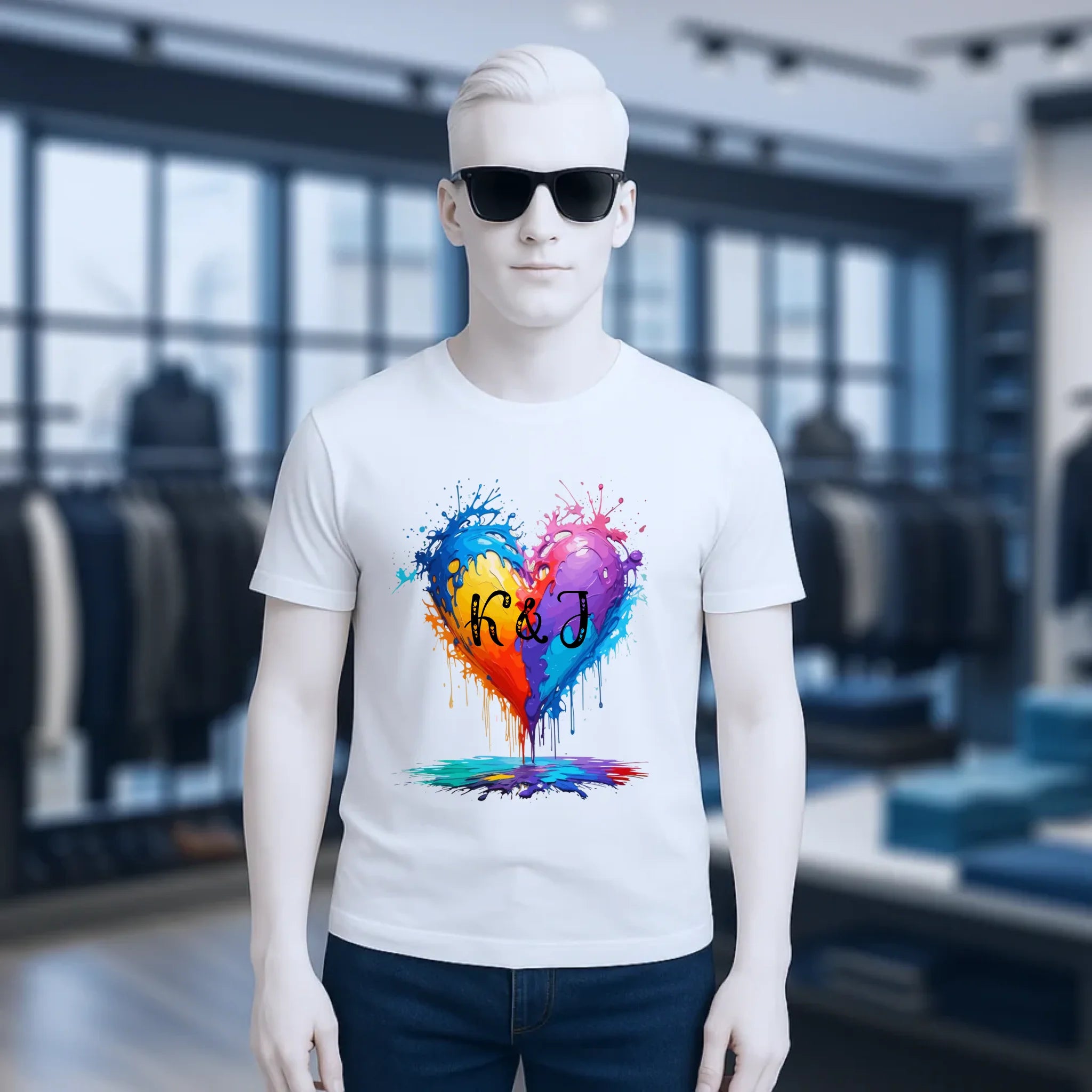 Herz mit Initialien • Unisex Premium T-Shirt XS-5XL aus Bio-Baumwolle für Damen & Herren • Exklusivdesign • personalisiert
