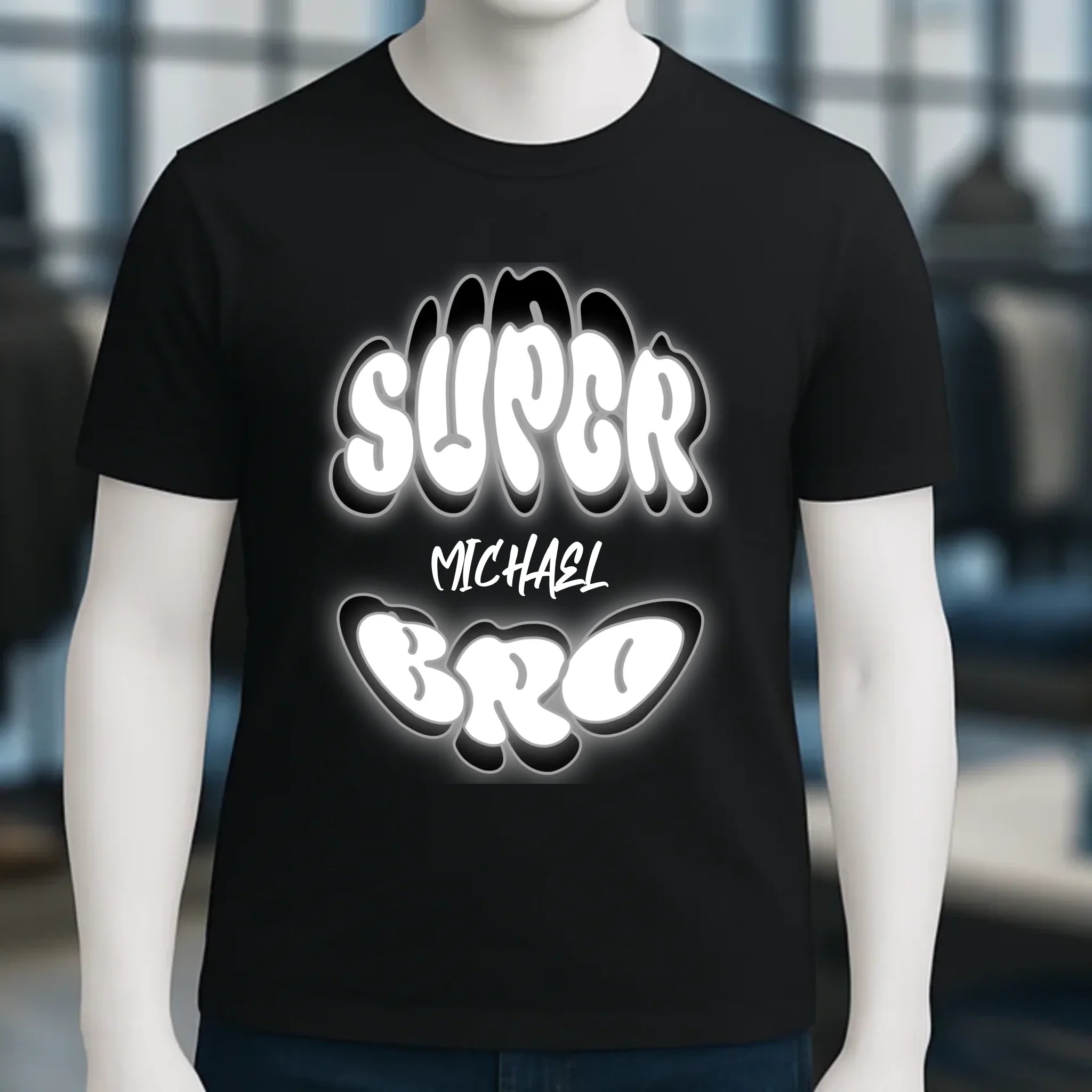 SUPER BRO + Name • personalisierter Text • Unisex Premium T-Shirt XS-5XL aus Bio-Baumwolle für Damen & Herren • Exklusivdesign • personalisiert
