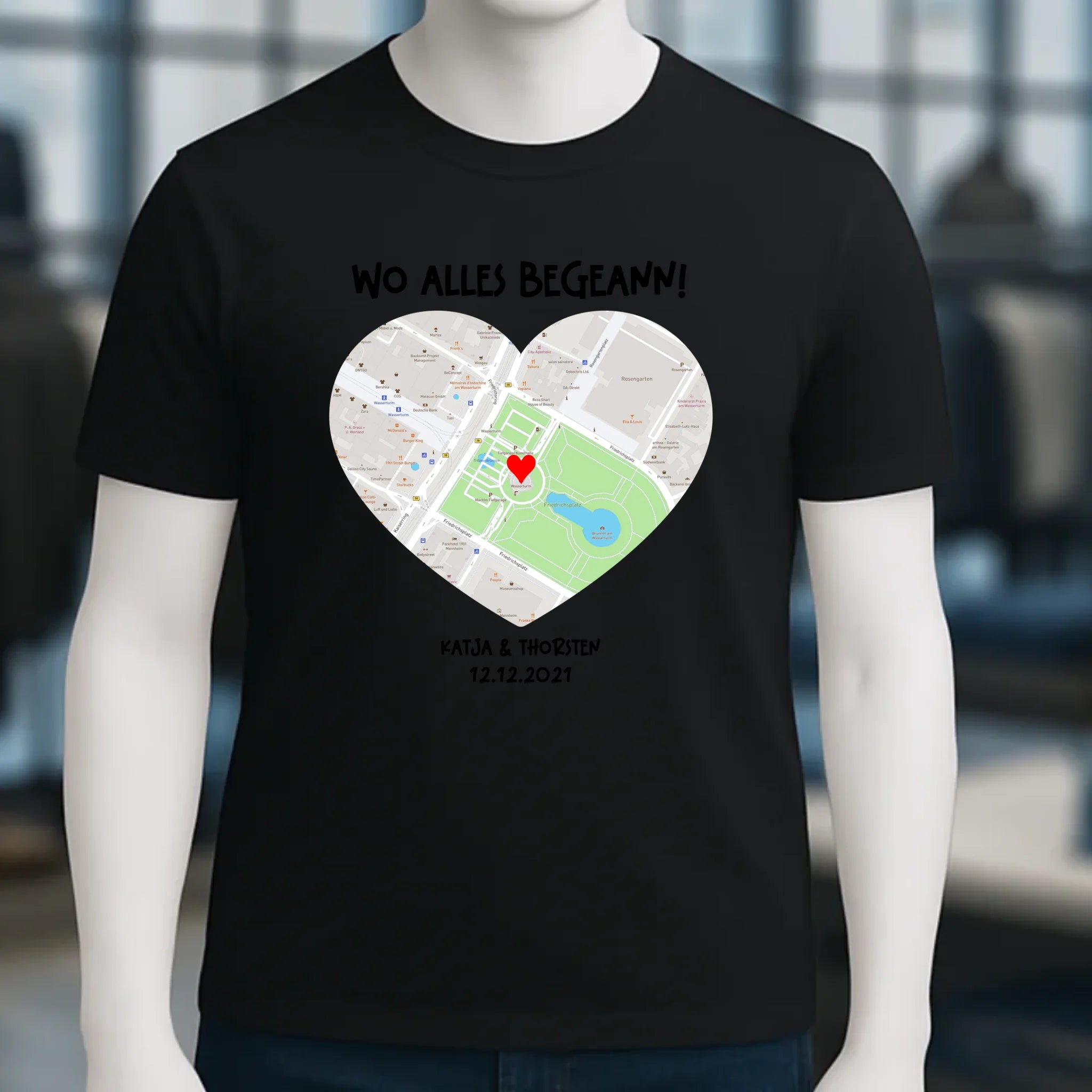 Karten-Generator mit echtem Ort und deinem Text • Karte • Maps • Unisex Premium T-Shirt XS-5XL aus Bio-Baumwolle für Damen & Herren • Exklusivdesign • personalisiert