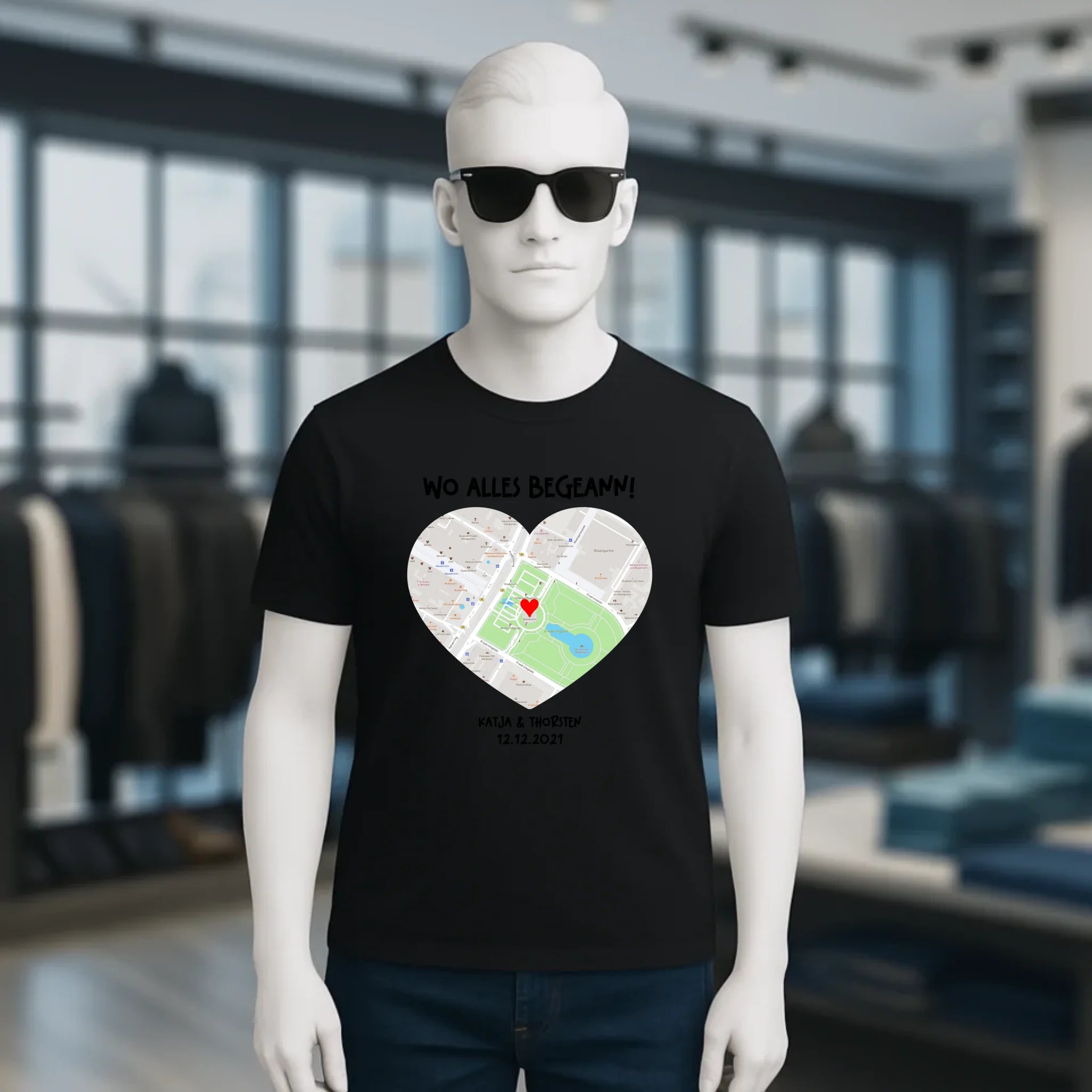 Karten-Generator mit echtem Ort und deinem Text • Karte • Maps • Unisex Premium T-Shirt XS-5XL aus Bio-Baumwolle für Damen & Herren • Exklusivdesign • personalisiert