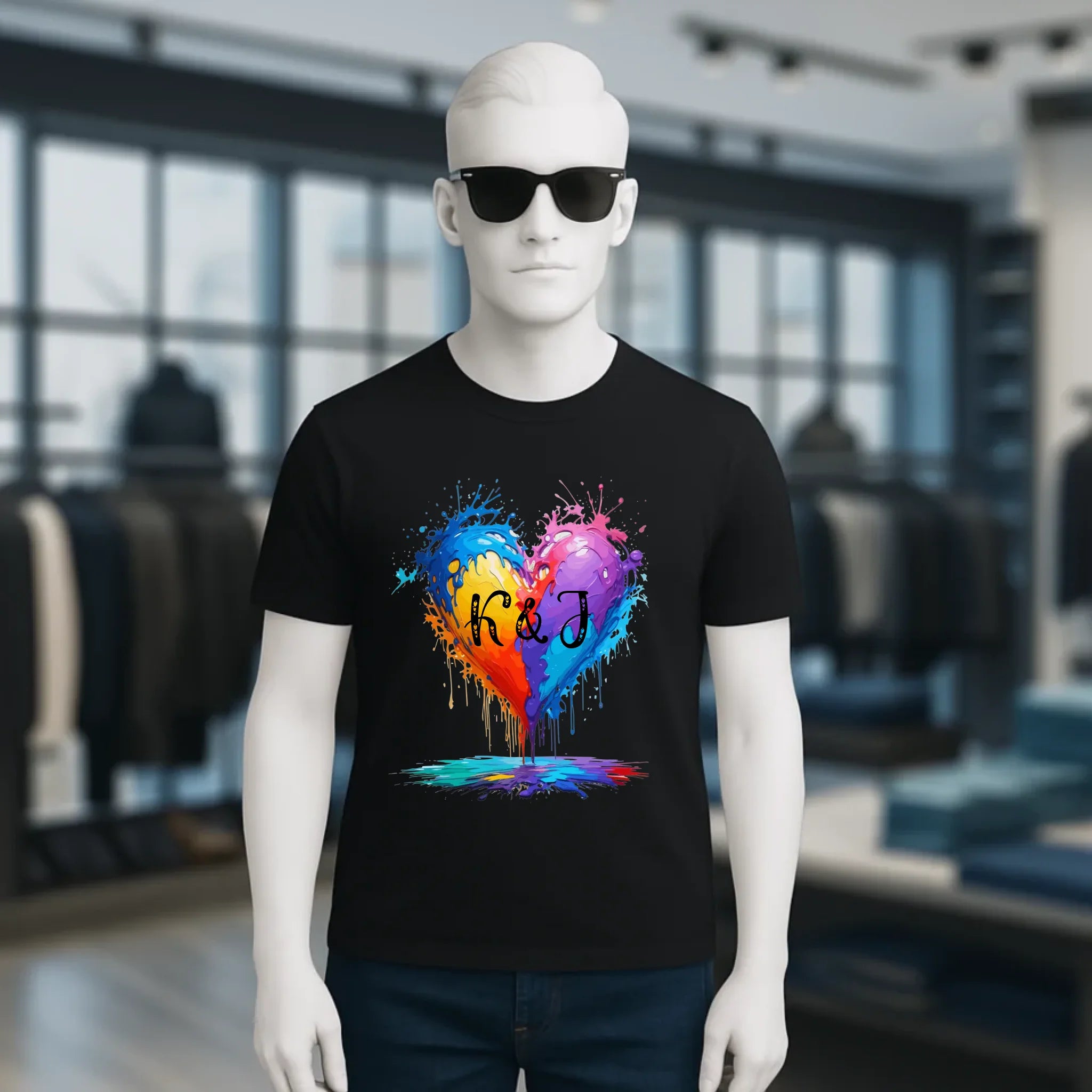 Herz mit Initialien • Unisex Premium T-Shirt XS-5XL aus Bio-Baumwolle für Damen & Herren • Exklusivdesign • personalisiert