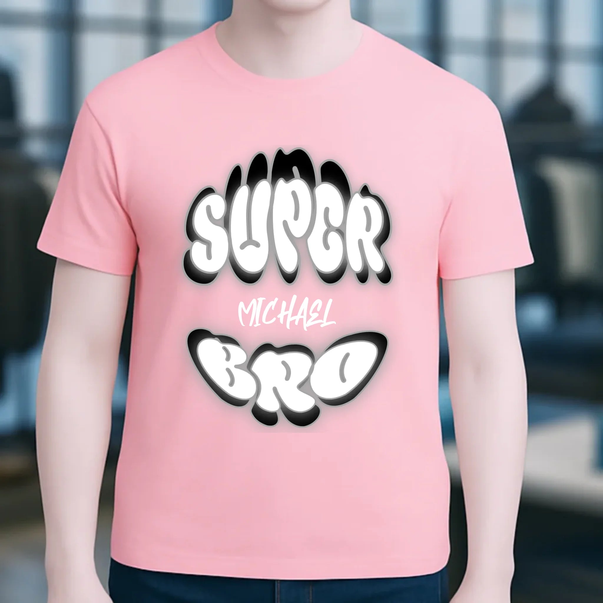 SUPER BRO + Name • personalisierter Text • Unisex Premium T-Shirt XS-5XL aus Bio-Baumwolle für Damen & Herren • Exklusivdesign • personalisiert