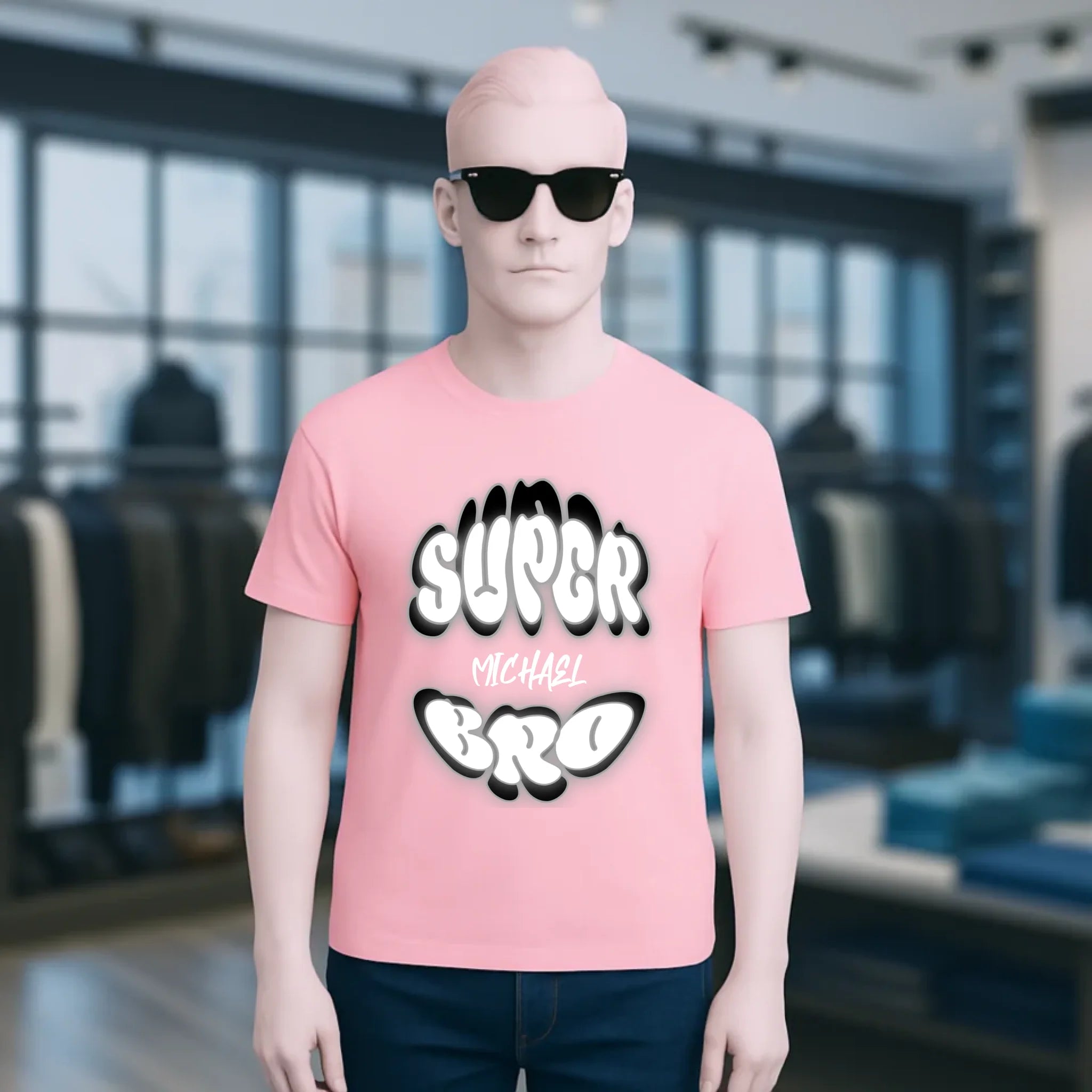 SUPER BRO + Name • personalisierter Text • Unisex Premium T-Shirt XS-5XL aus Bio-Baumwolle für Damen & Herren • Exklusivdesign • personalisiert