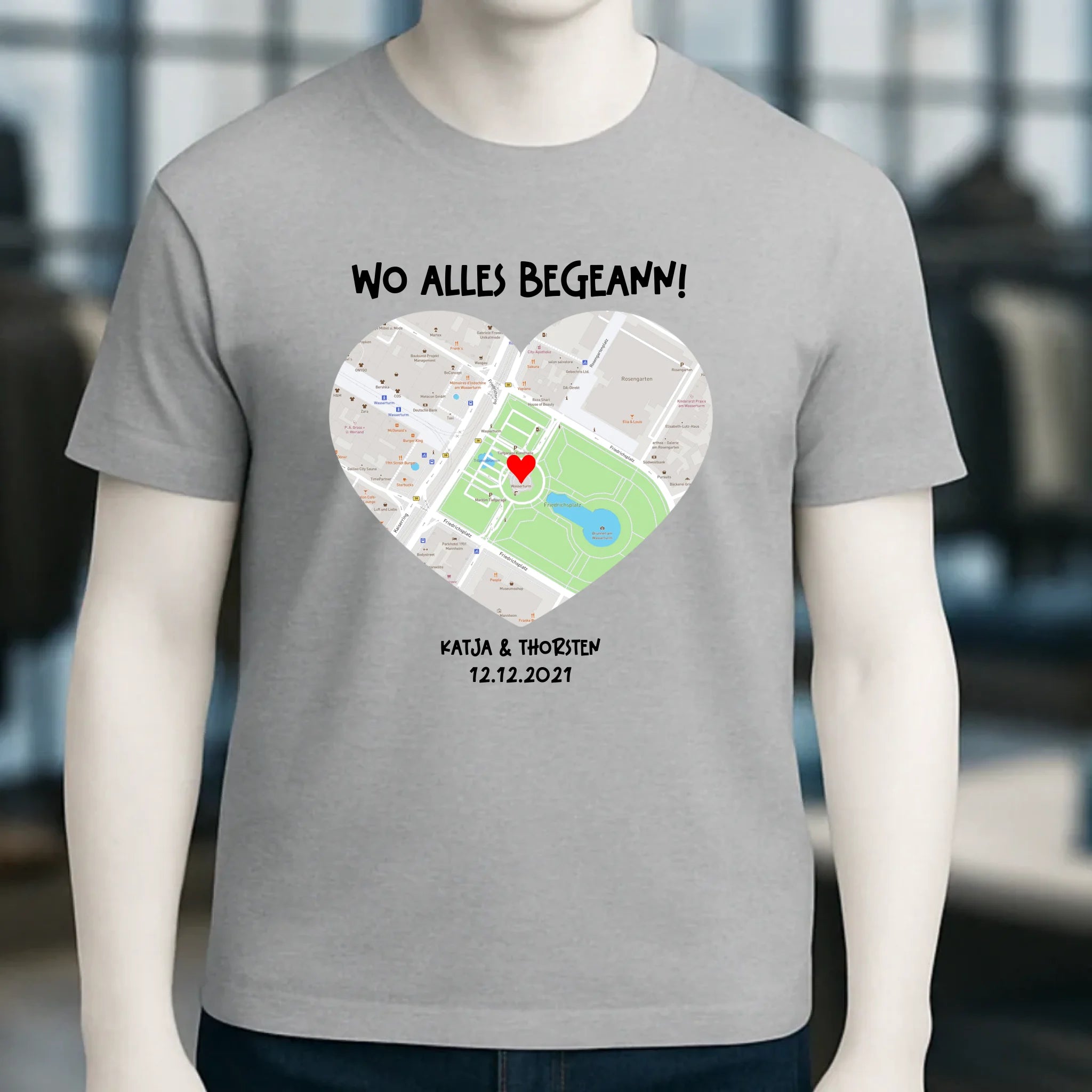 Karten-Generator mit echtem Ort und deinem Text • Karte • Maps • Unisex Premium T-Shirt XS-5XL aus Bio-Baumwolle für Damen & Herren • Exklusivdesign • personalisiert