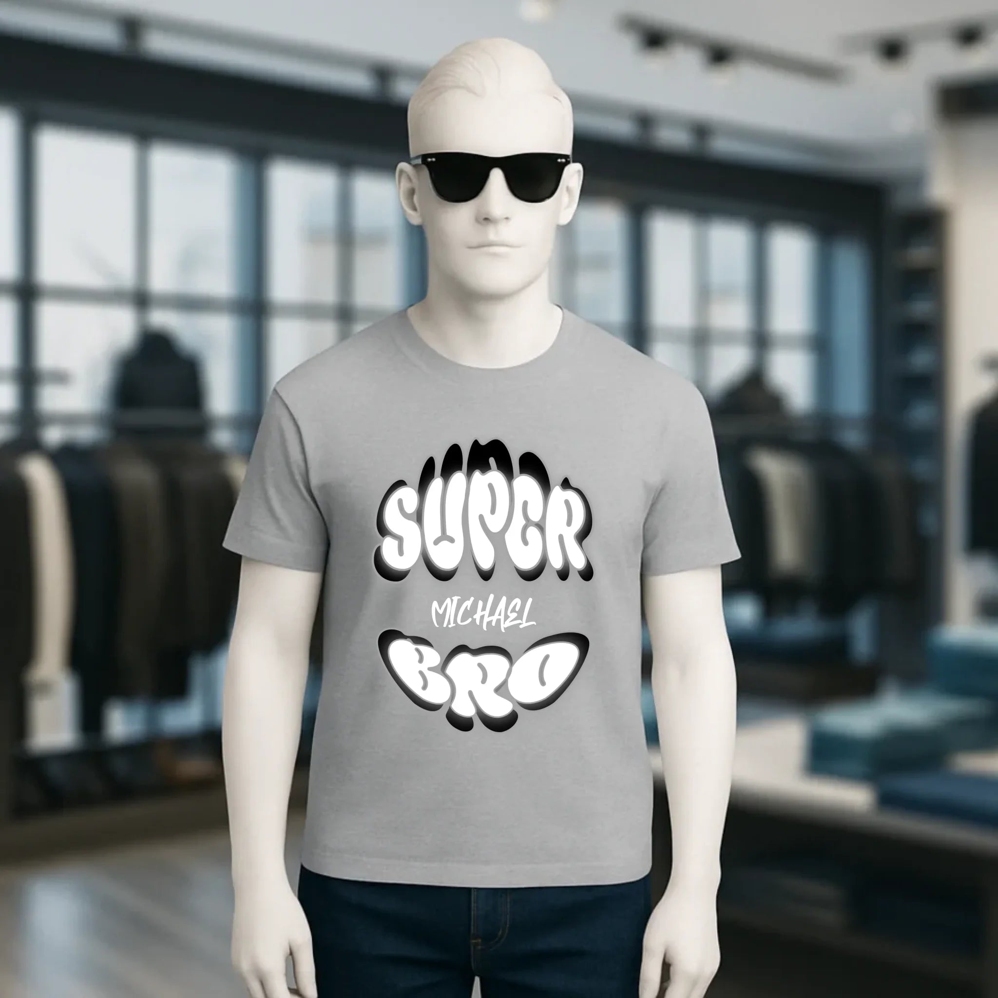 SUPER BRO + Name • personalisierter Text • Unisex Premium T-Shirt XS-5XL aus Bio-Baumwolle für Damen & Herren • Exklusivdesign • personalisiert