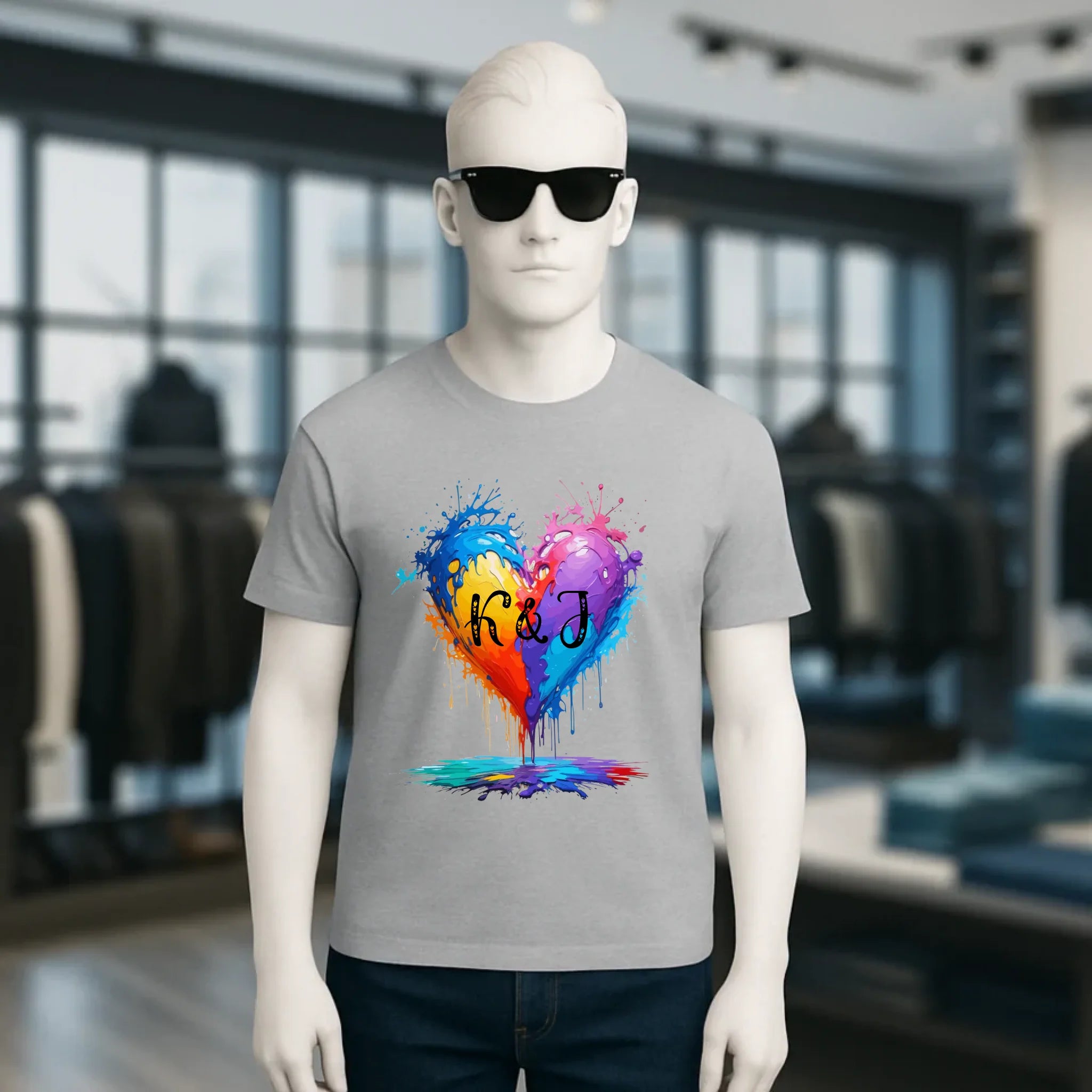 Herz mit Initialien • Unisex Premium T-Shirt XS-5XL aus Bio-Baumwolle für Damen & Herren • Exklusivdesign • personalisiert