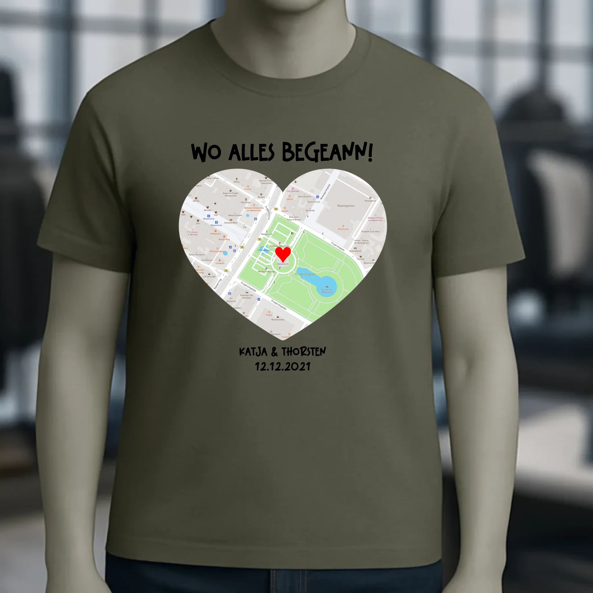 Karten-Generator mit echtem Ort und deinem Text • Karte • Maps • Unisex Premium T-Shirt XS-5XL aus Bio-Baumwolle für Damen & Herren • Exklusivdesign • personalisiert