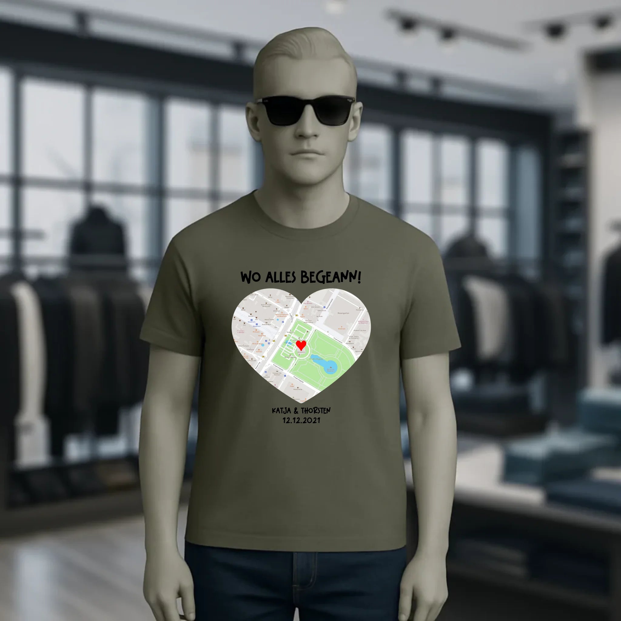 Karten-Generator mit echtem Ort und deinem Text • Karte • Maps • Unisex Premium T-Shirt XS-5XL aus Bio-Baumwolle für Damen & Herren • Exklusivdesign • personalisiert