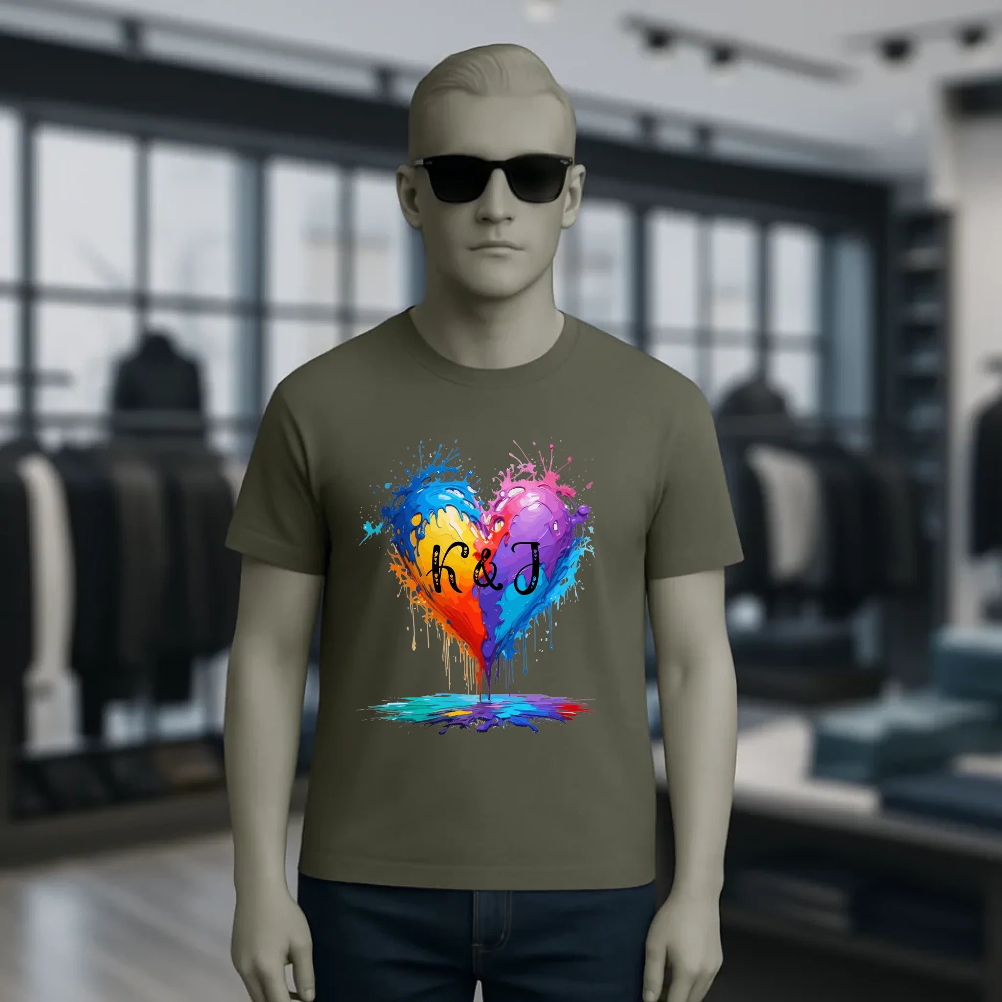 Herz mit Initialien • Unisex Premium T-Shirt XS-5XL aus Bio-Baumwolle für Damen & Herren • Exklusivdesign • personalisiert