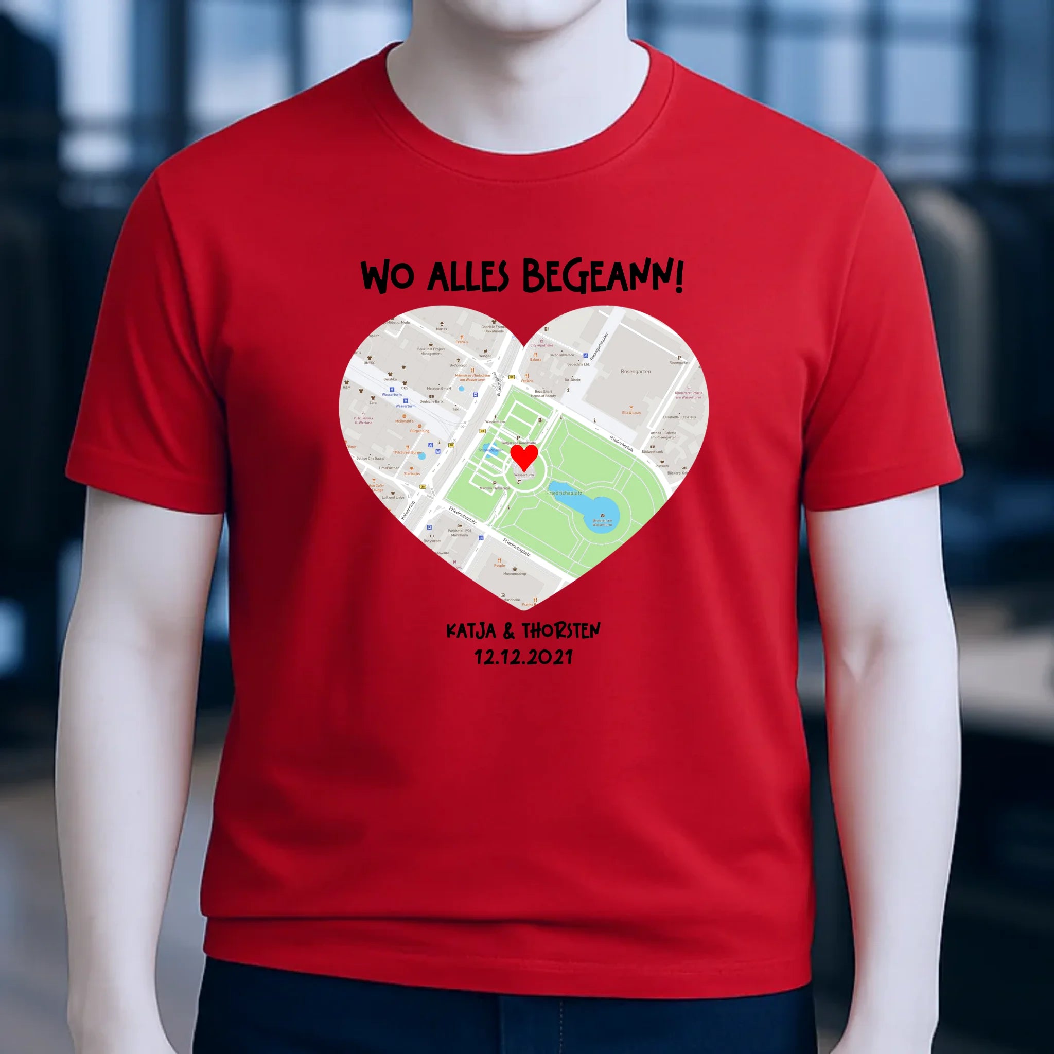 Karten-Generator mit echtem Ort und deinem Text • Karte • Maps • Unisex Premium T-Shirt XS-5XL aus Bio-Baumwolle für Damen & Herren • Exklusivdesign • personalisiert