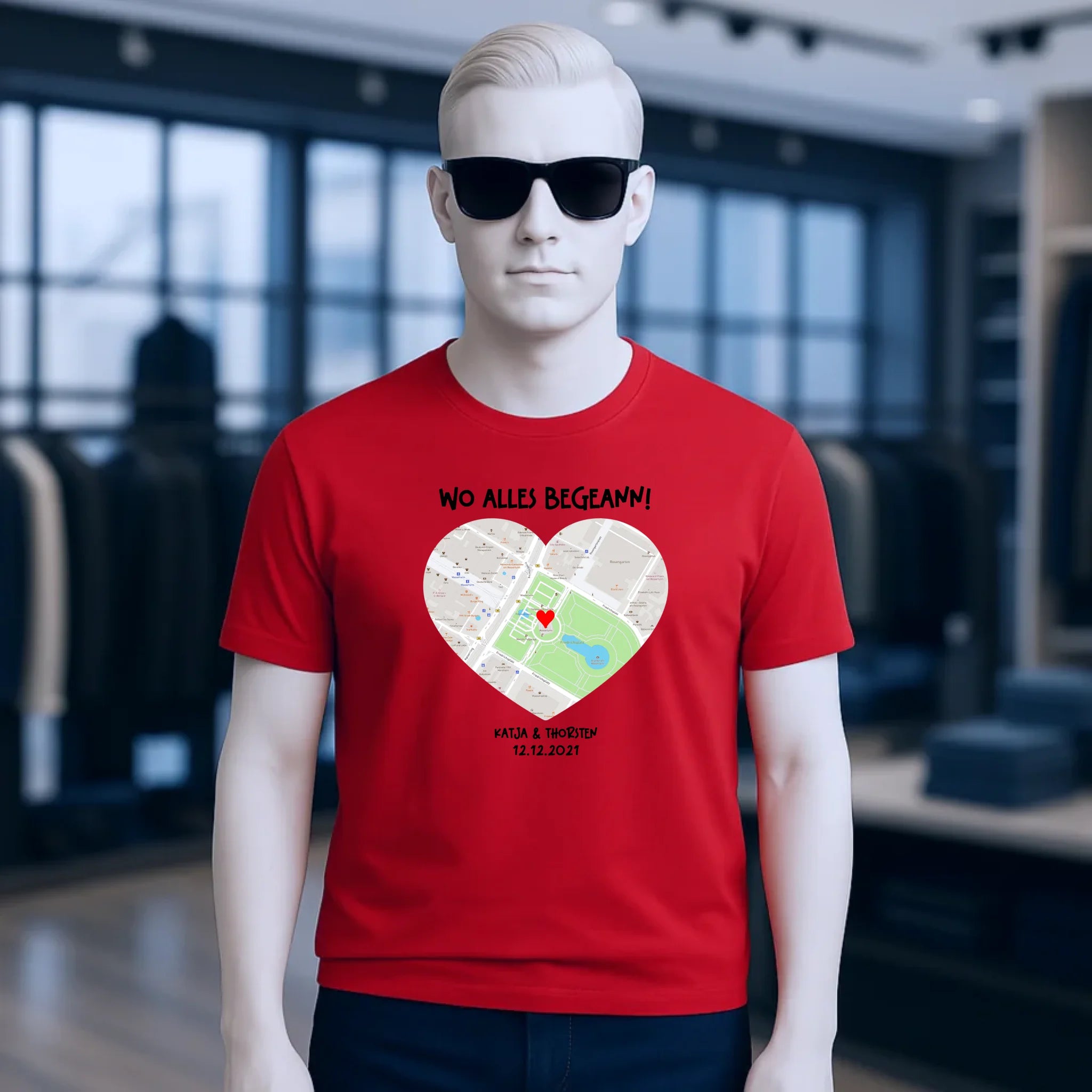 Karten-Generator mit echtem Ort und deinem Text • Karte • Maps • Unisex Premium T-Shirt XS-5XL aus Bio-Baumwolle für Damen & Herren • Exklusivdesign • personalisiert