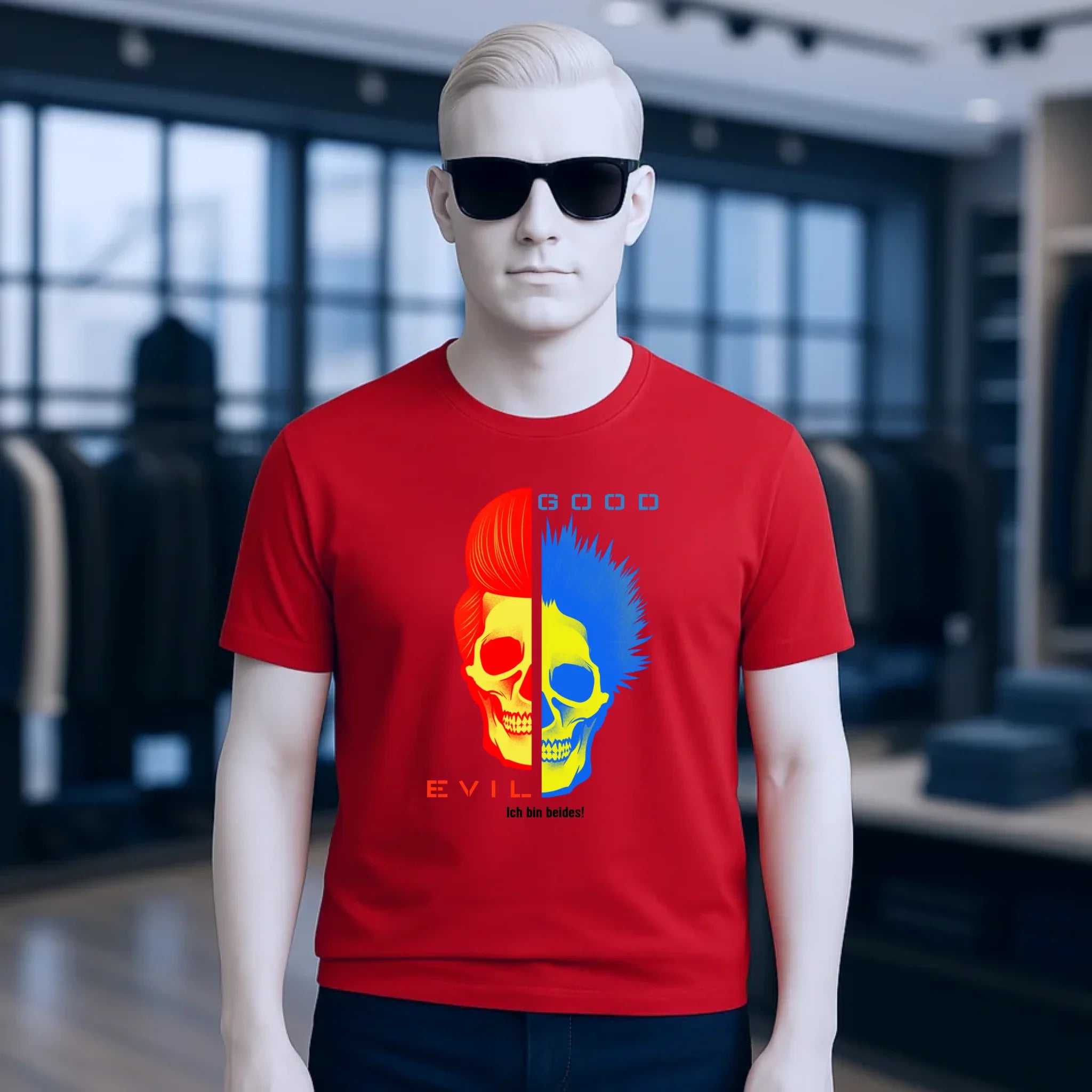 GOOD´N´EVIL - RED-BLUE • Unisex Premium T-Shirt XS-5XL aus Bio-Baumwolle für Damen & Herren • Exklusivdesign • personalisiert