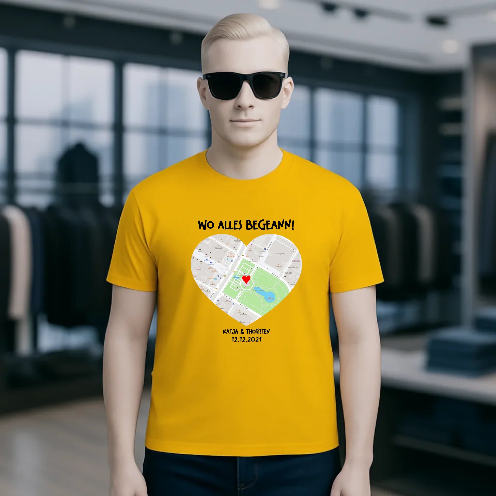 Karten-Generator mit echtem Ort und deinem Text • Karte • Maps • Unisex Premium T-Shirt XS-5XL aus Bio-Baumwolle für Damen & Herren • Exklusivdesign • personalisiert