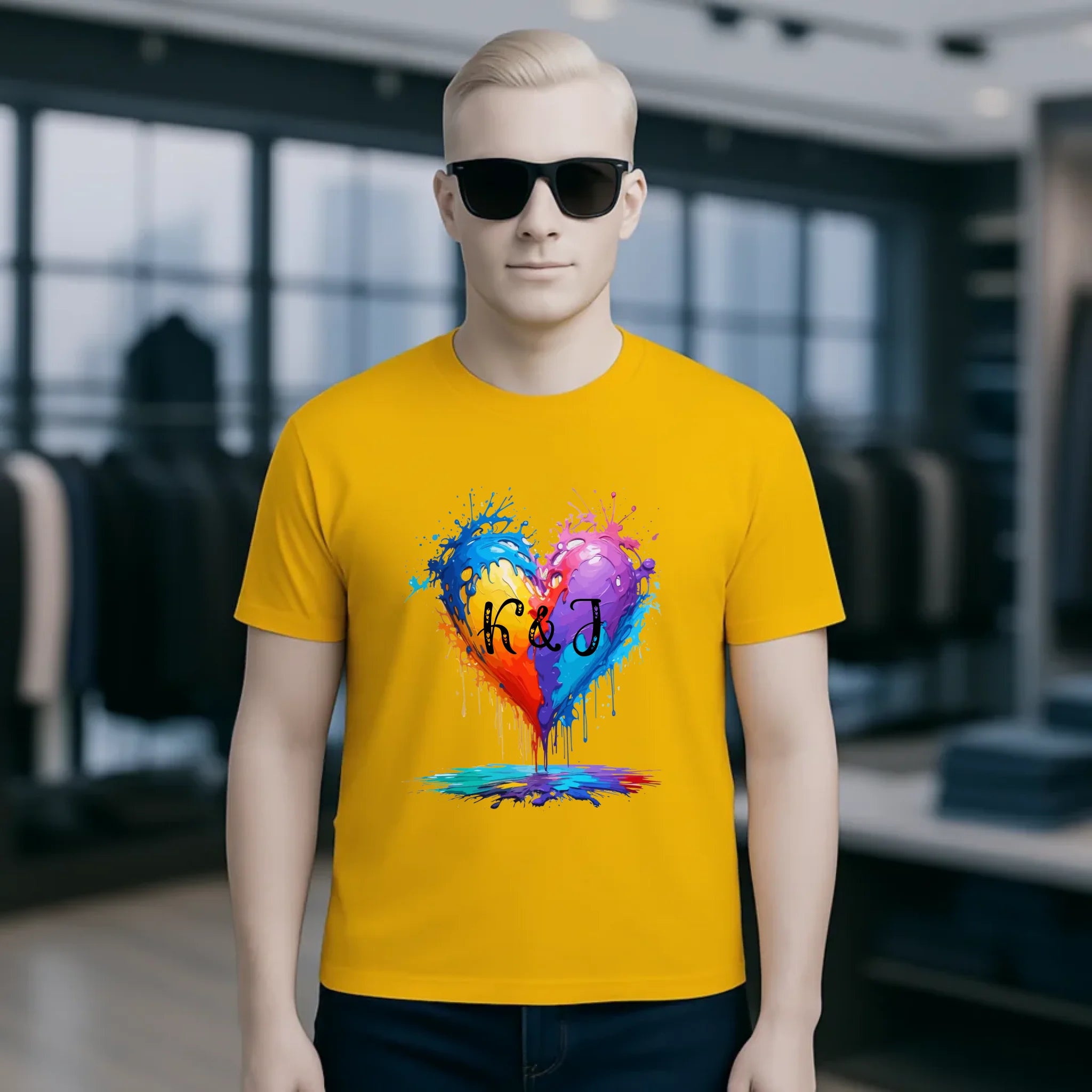 Herz mit Initialien • Unisex Premium T-Shirt XS-5XL aus Bio-Baumwolle für Damen & Herren • Exklusivdesign • personalisiert