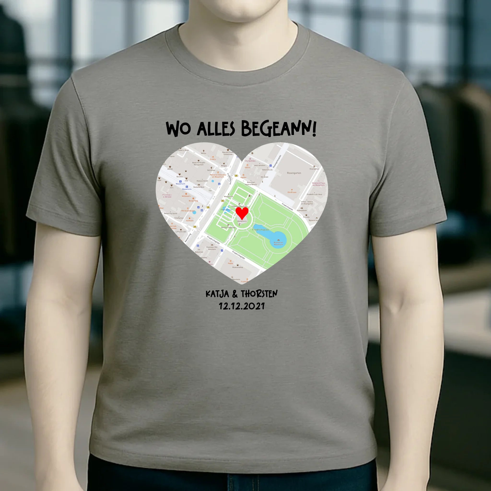 Karten-Generator mit echtem Ort und deinem Text • Karte • Maps • Unisex Premium T-Shirt XS-5XL aus Bio-Baumwolle für Damen & Herren • Exklusivdesign • personalisiert