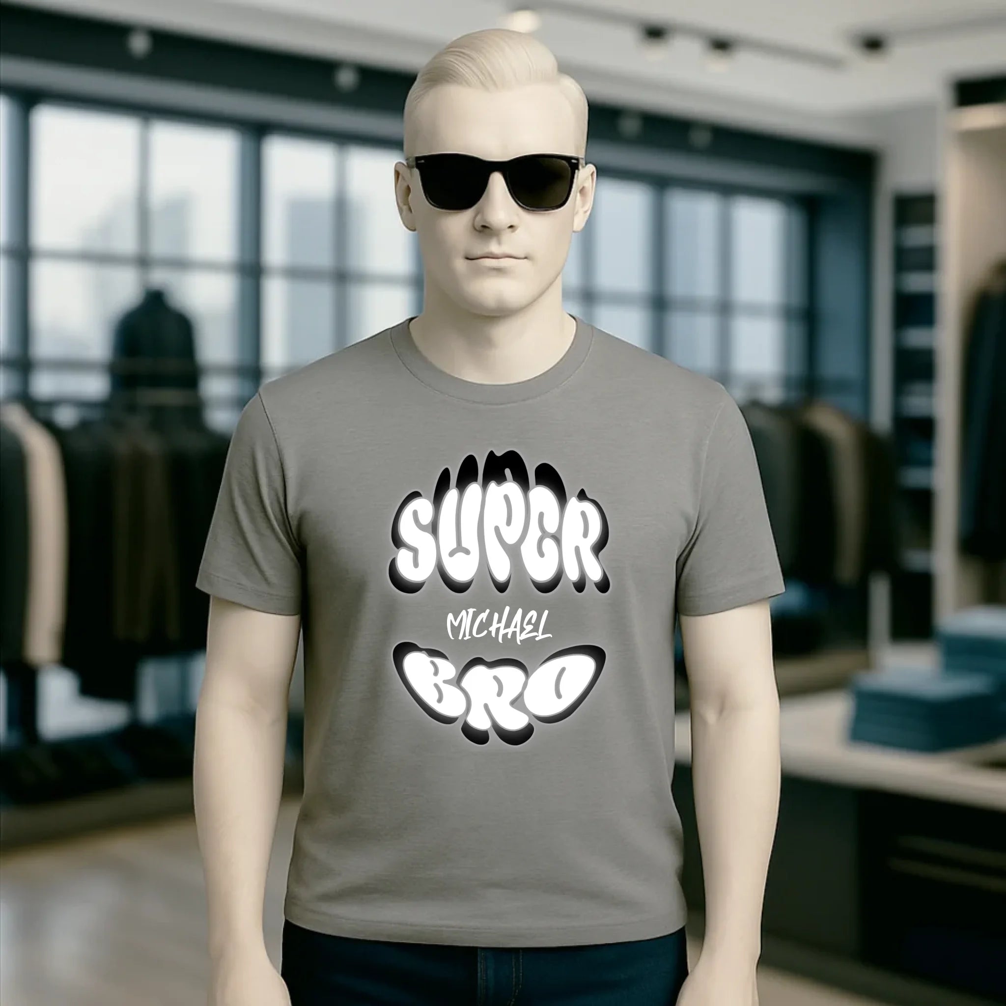 SUPER BRO + Name • personalisierter Text • Unisex Premium T-Shirt XS-5XL aus Bio-Baumwolle für Damen & Herren • Exklusivdesign • personalisiert